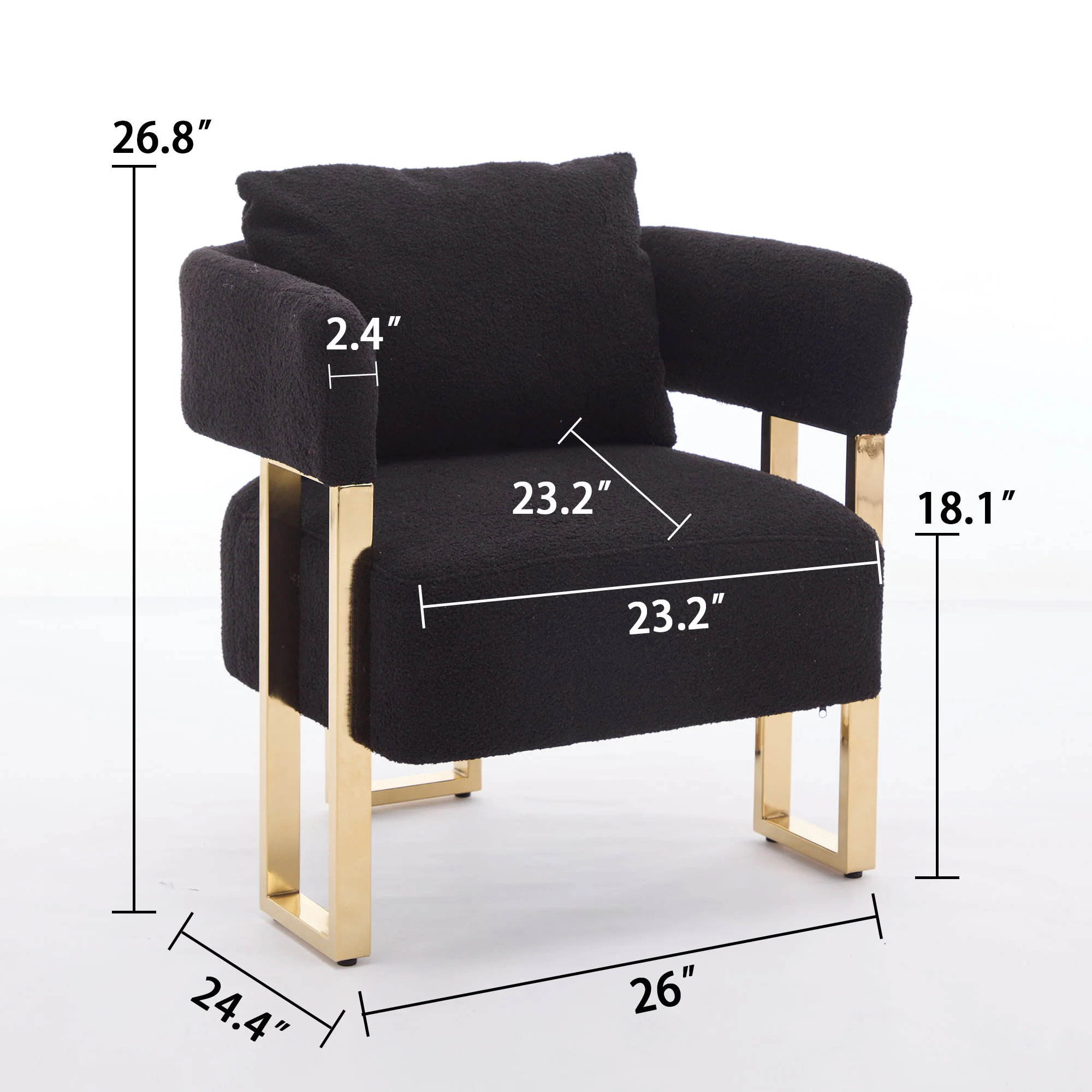 Modern Decorative Chair Teddy Fleece Upholstered And Metal Foot - Image 43
