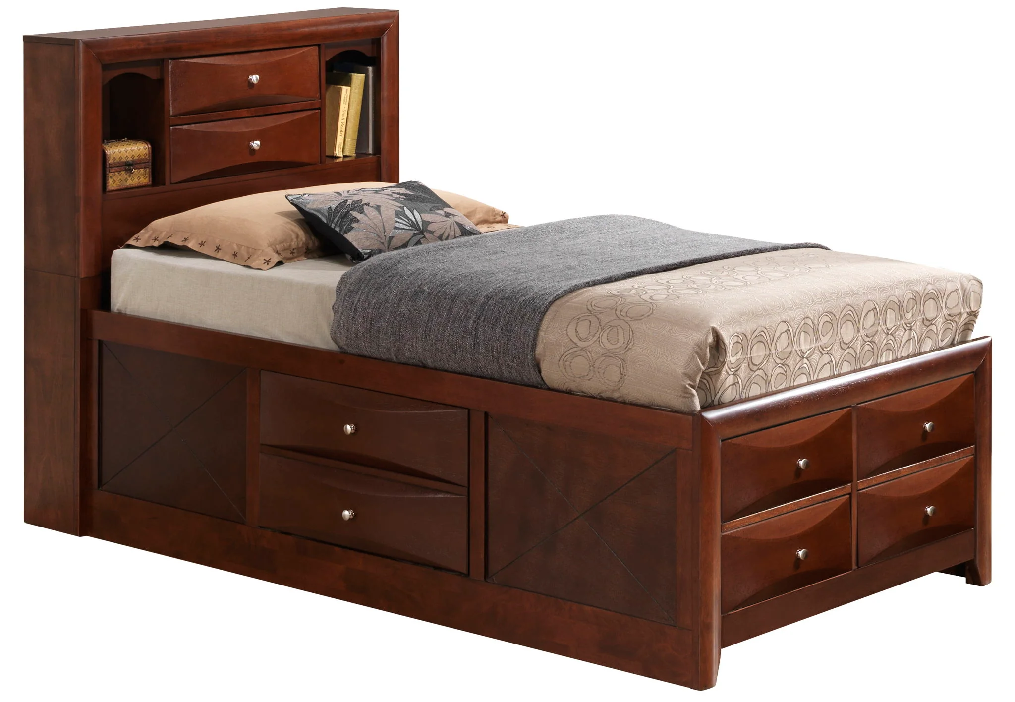 Modern Design Storage Bed With Bookcase Headboard - Image 10