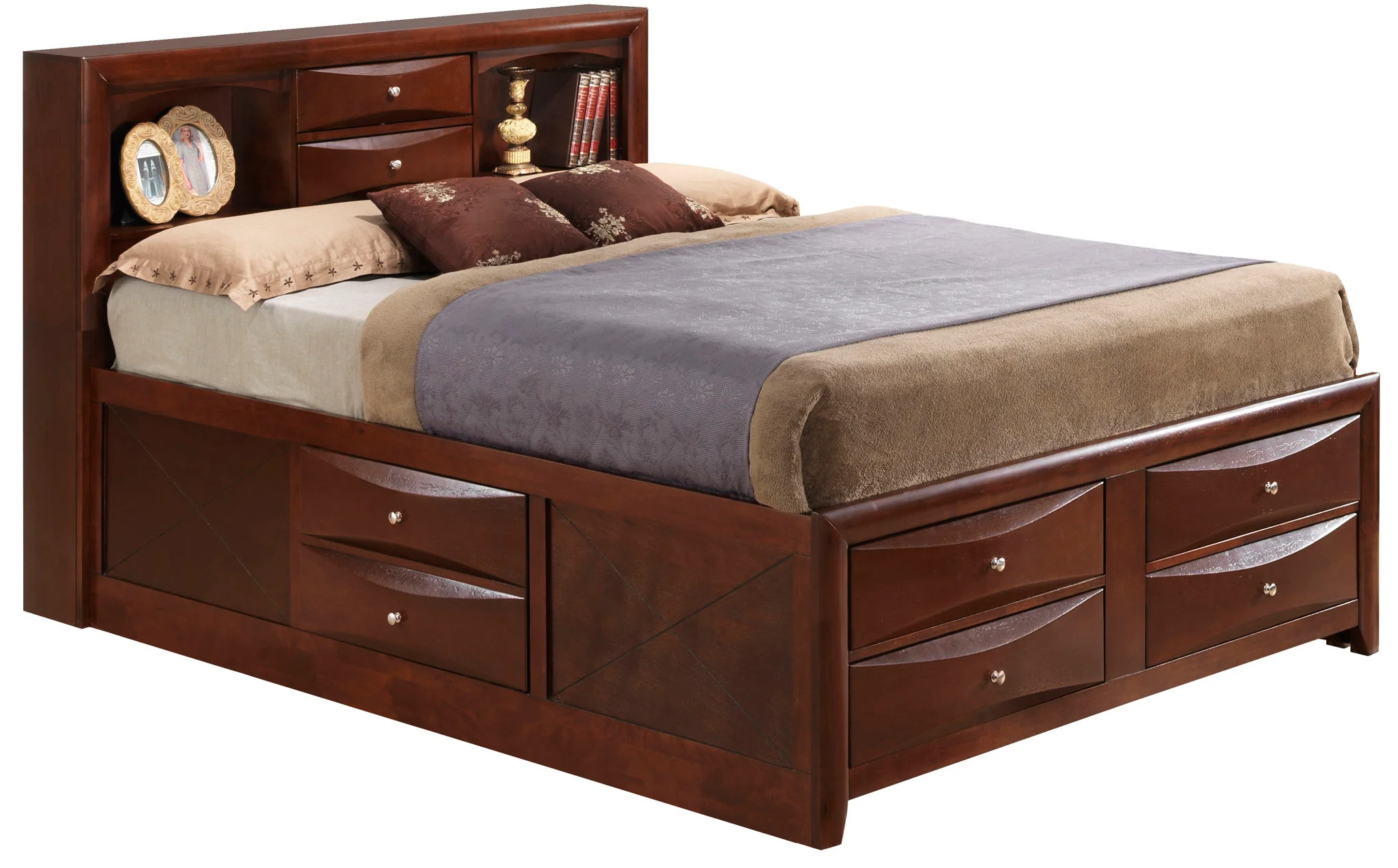 Modern Design Storage Bed With Bookcase Headboard - Image 12