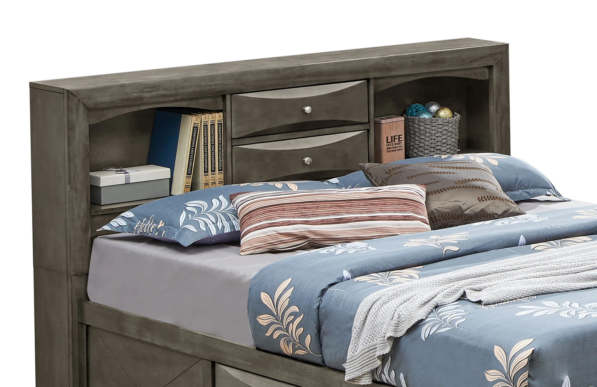 Modern Design Storage Bed With Bookcase Headboard - Image 46