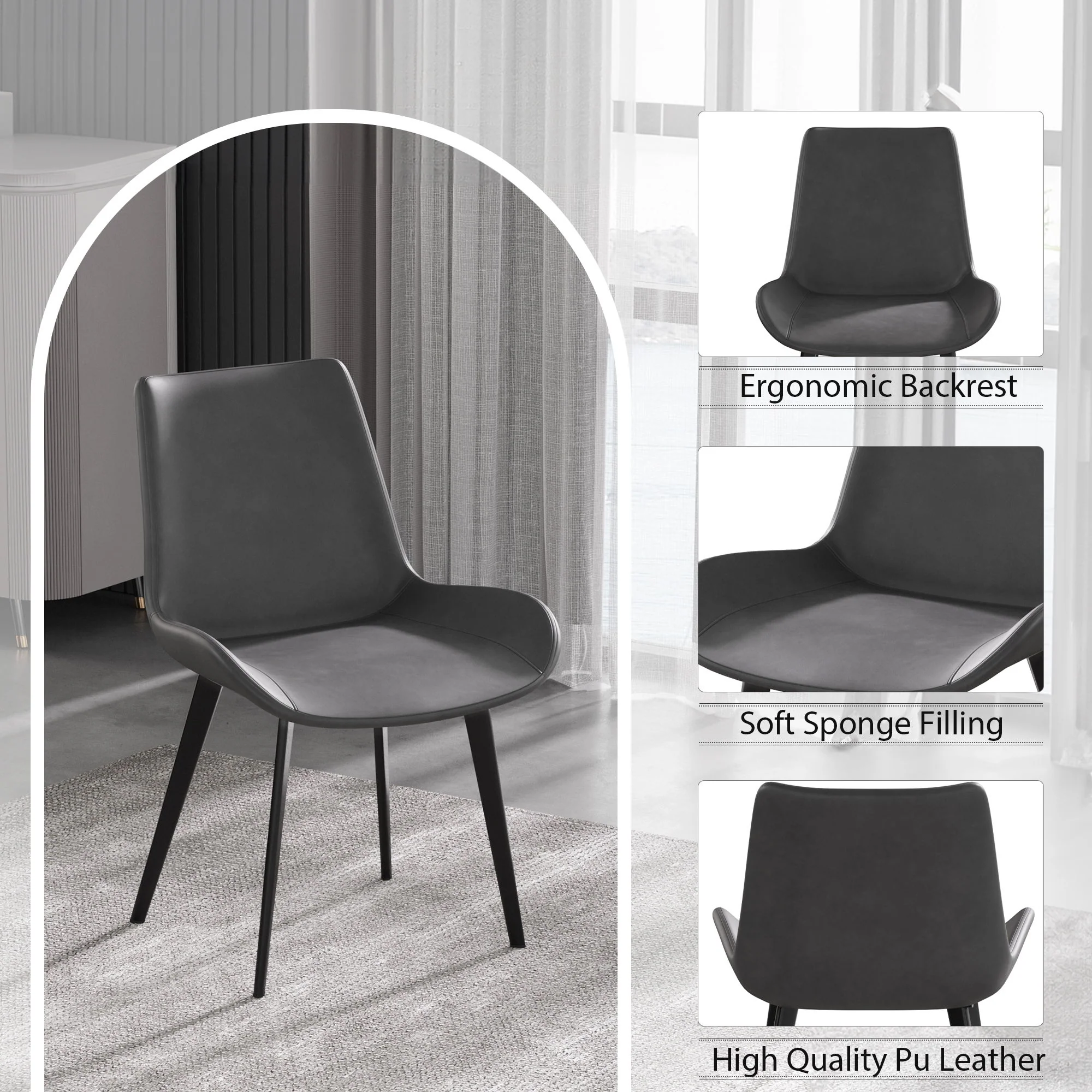 Modern Dining Chair Living Room Metal Leg Dining Chair (Set of 2) - Image 7