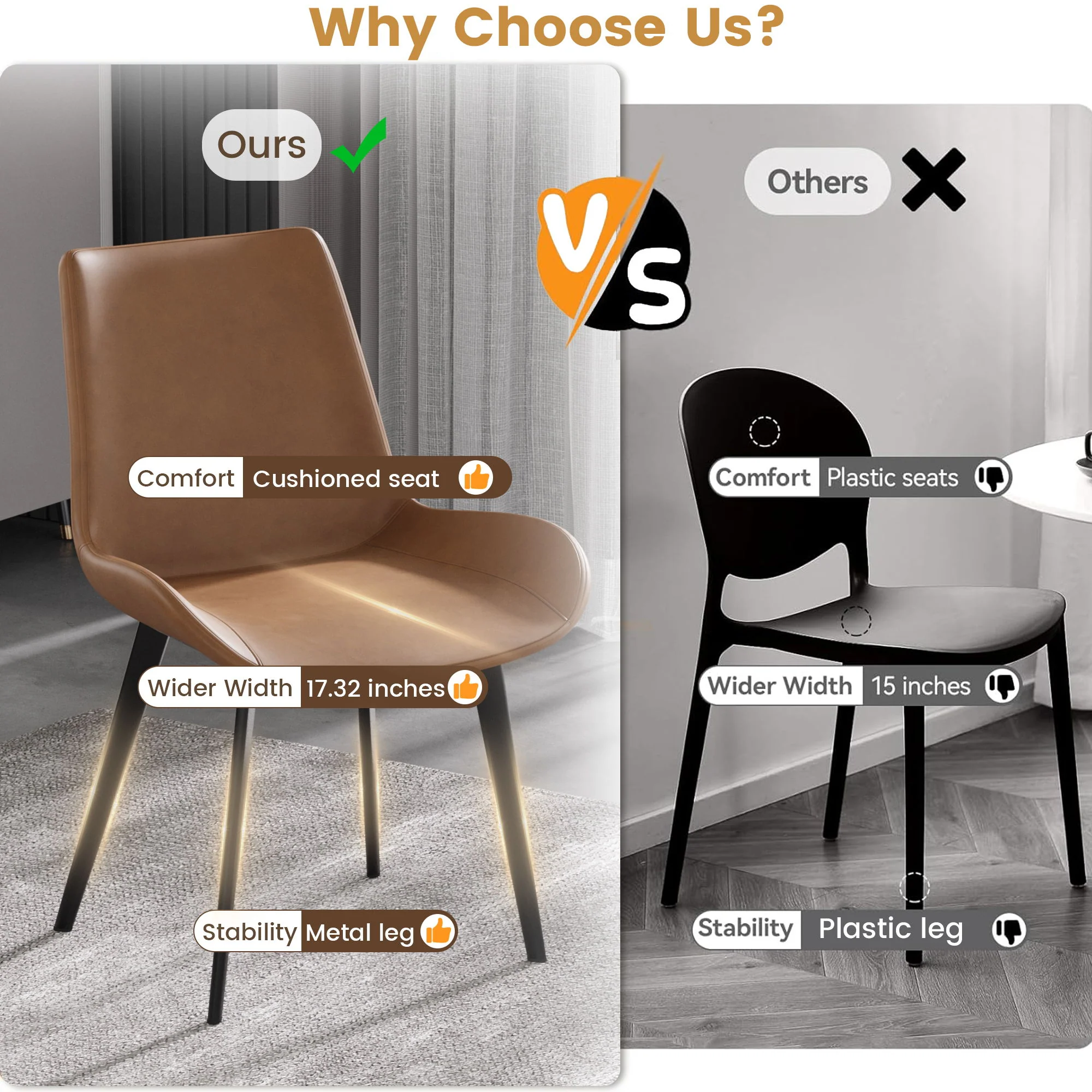 Modern Dining Chair Living Room Metal Leg Dining Chair (Set of 2) - Image 9