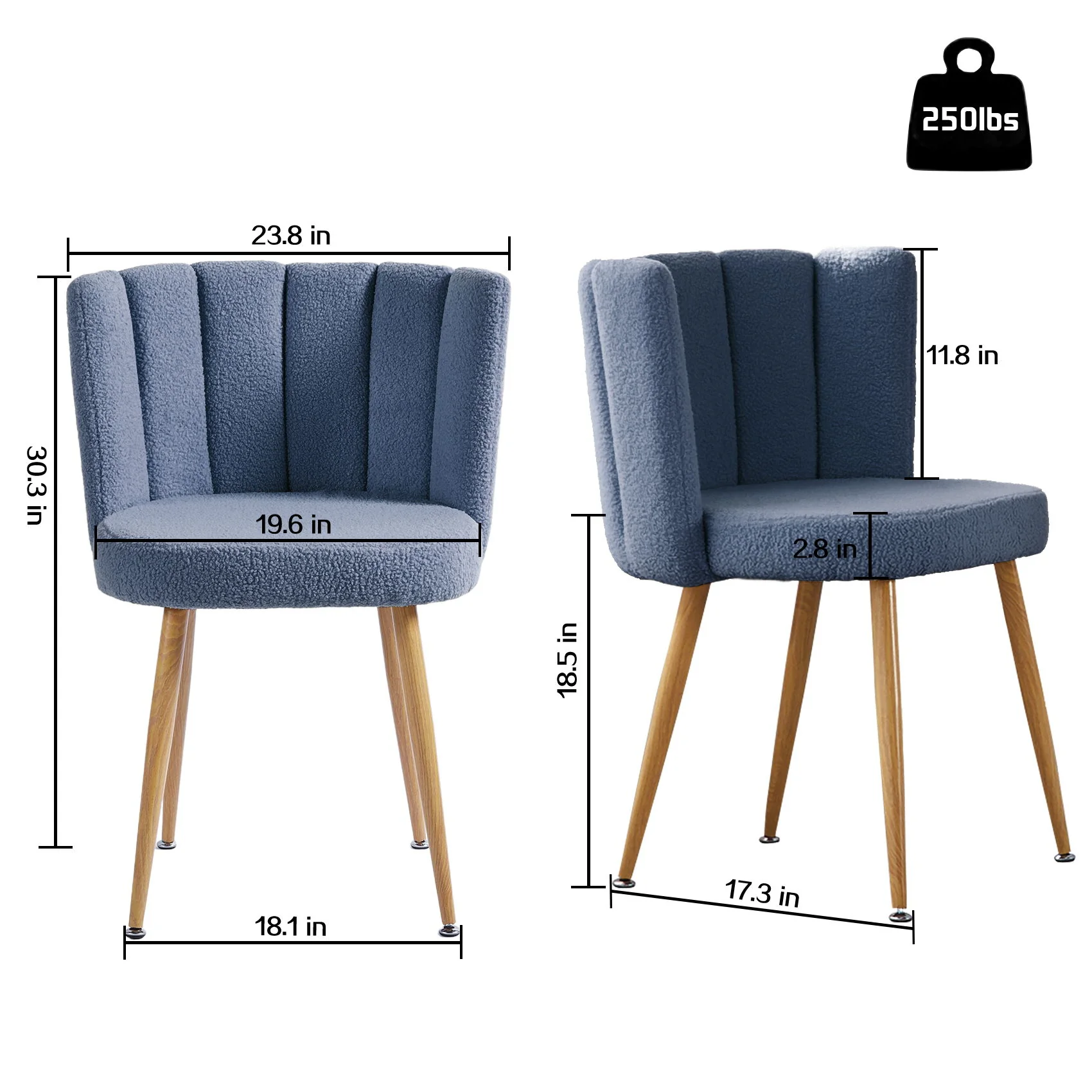Modern Dining Chair (Set of 2) With Iron Tube Wood Color Legs, Shorthair Cushions And Comfortable Backrest, Suitable For Dining Room, Living Room, Cafe, Simple Structure - Image 13
