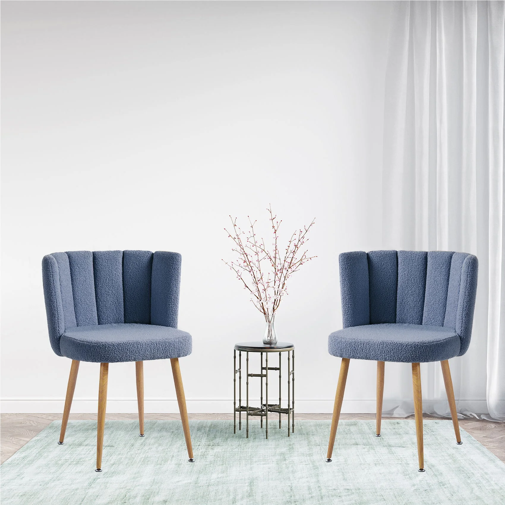 Modern Dining Chair (Set of 2) With Iron Tube Wood Color Legs, Shorthair Cushions And Comfortable Backrest, Suitable For Dining Room, Living Room, Cafe, Simple Structure - Image 27