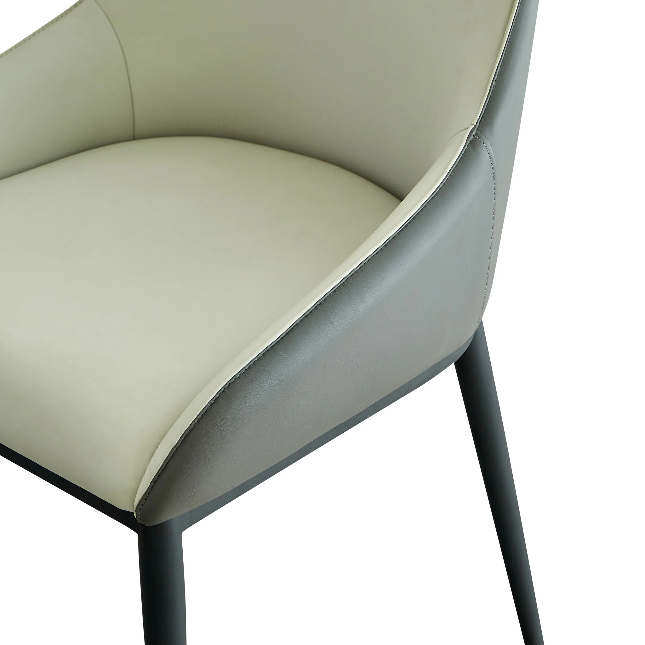 Modern Dining Chair Set Upholstered Seats Steel Metal Legs 2 Tone Contemporary Kitchen Living Room Furniture (Set of 2) - Black / Gray - Image 3