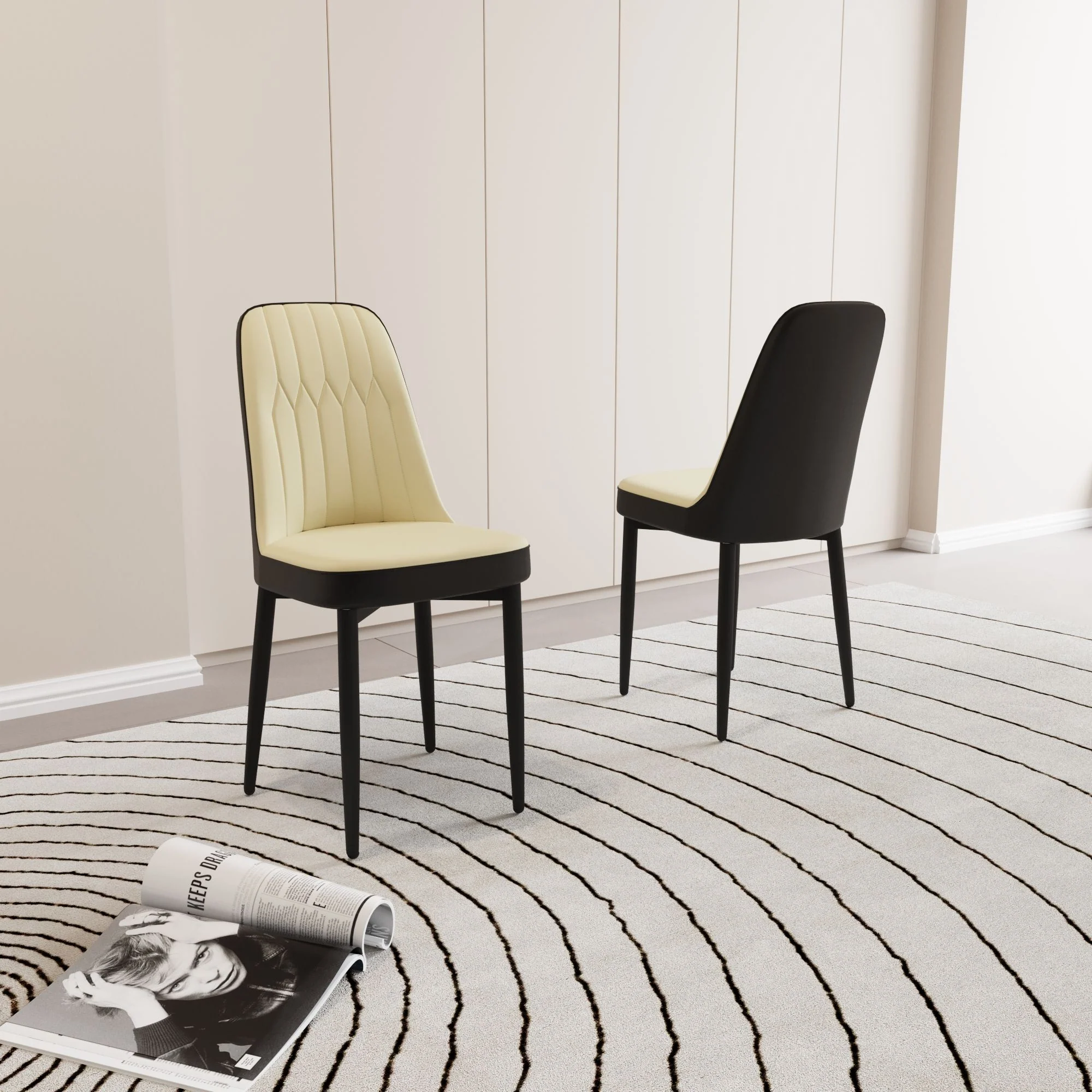 Modern Dining Chair With Cushions And Metal Legs - Image 17