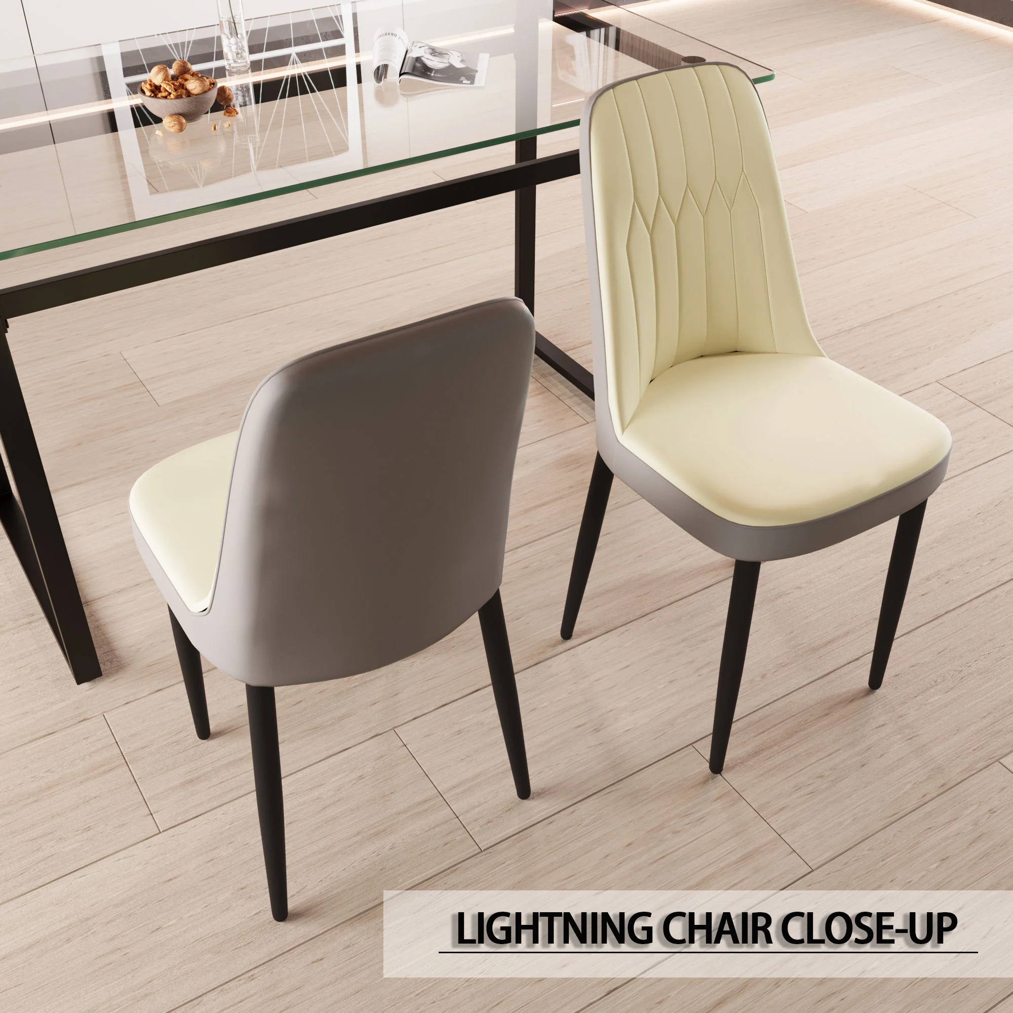 Modern Dining Chair With Cushions And Metal Legs - Image 18