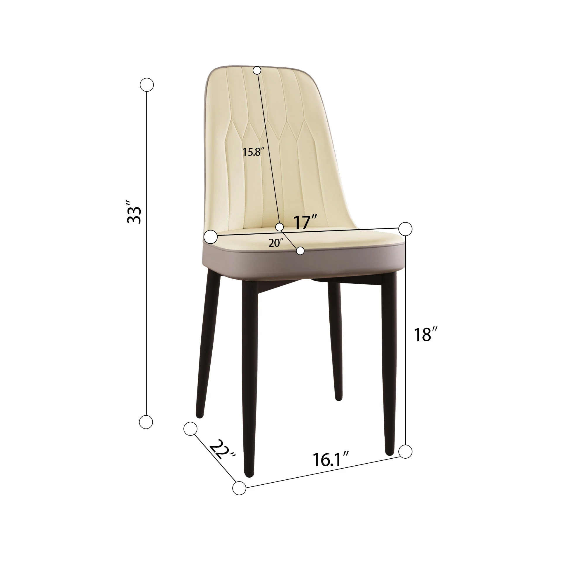Modern Dining Chair With Cushions And Metal Legs - Image 23