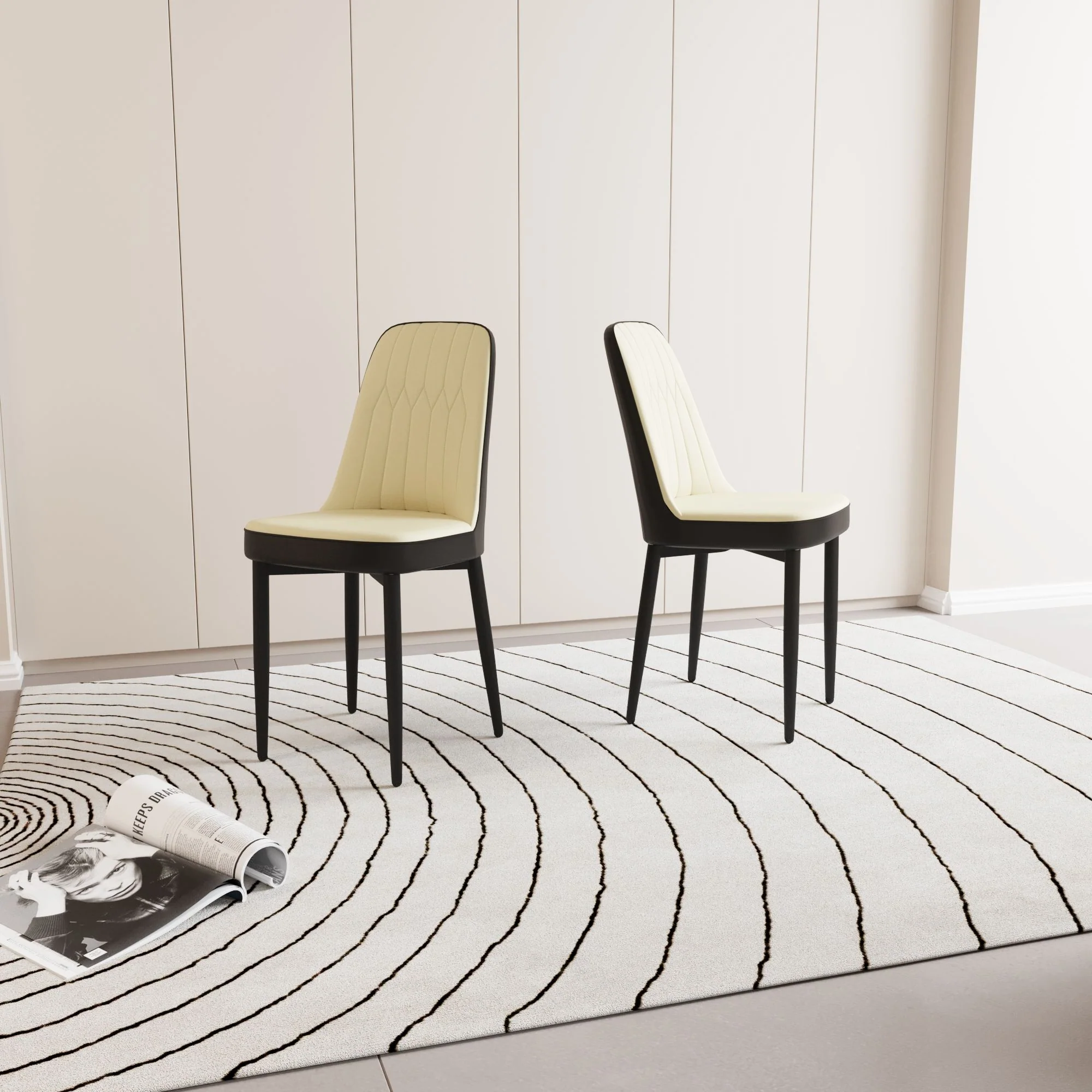Modern Dining Chair With Cushions And Metal Legs - Image 25