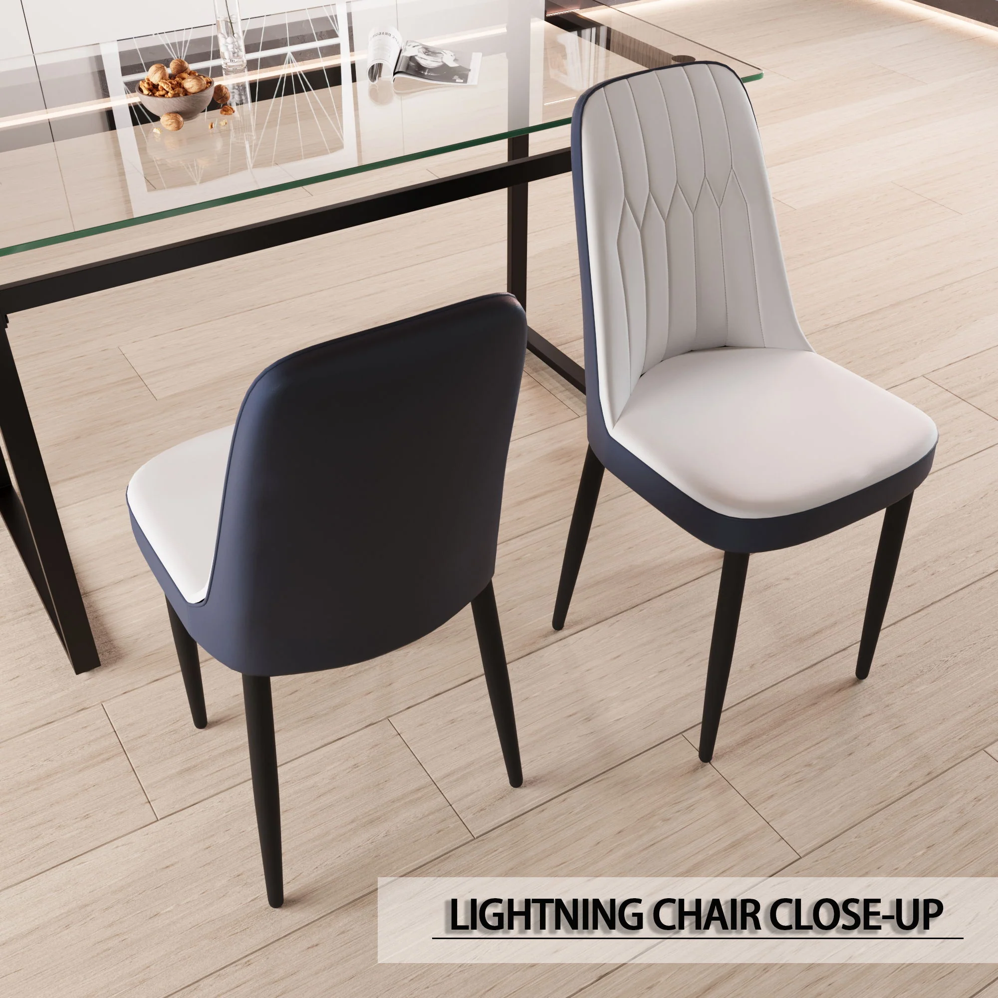 Modern Dining Chair With Cushions And Metal Legs - Image 34