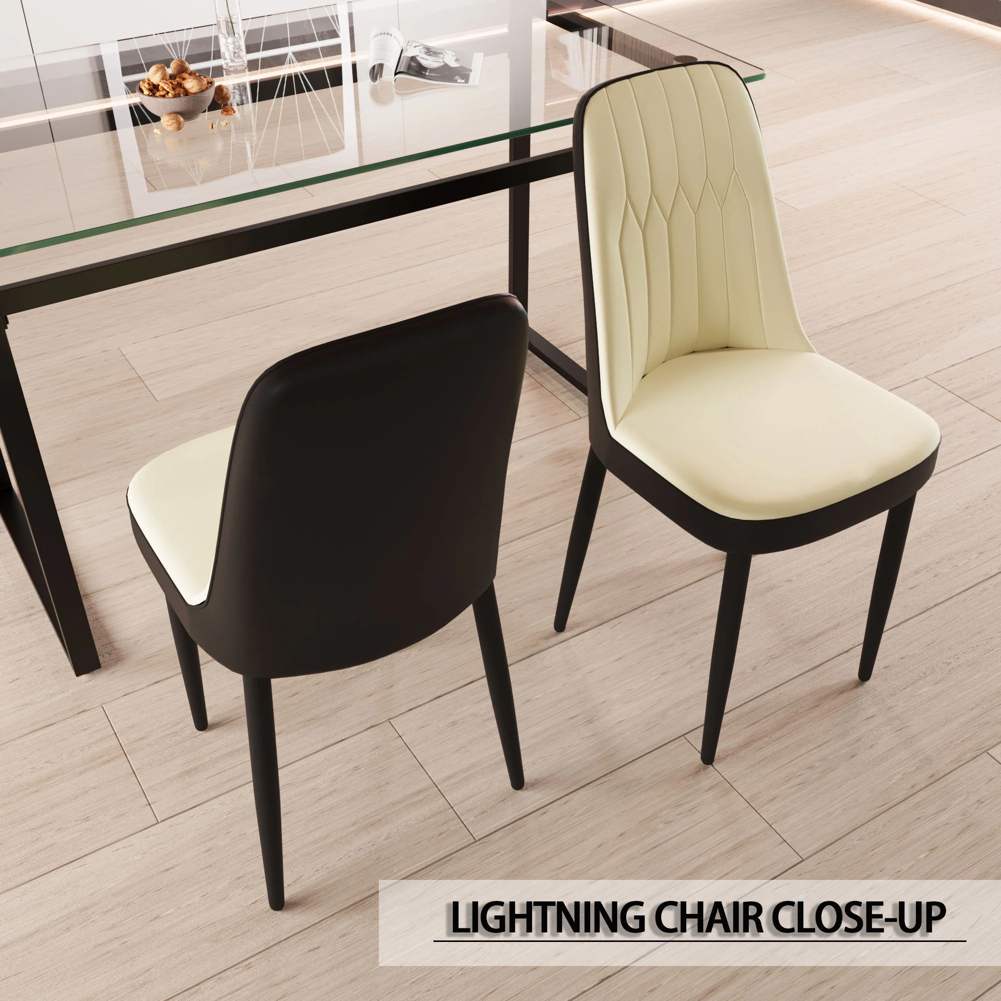 Modern Dining Chair With Cushions And Metal Legs - Image 35