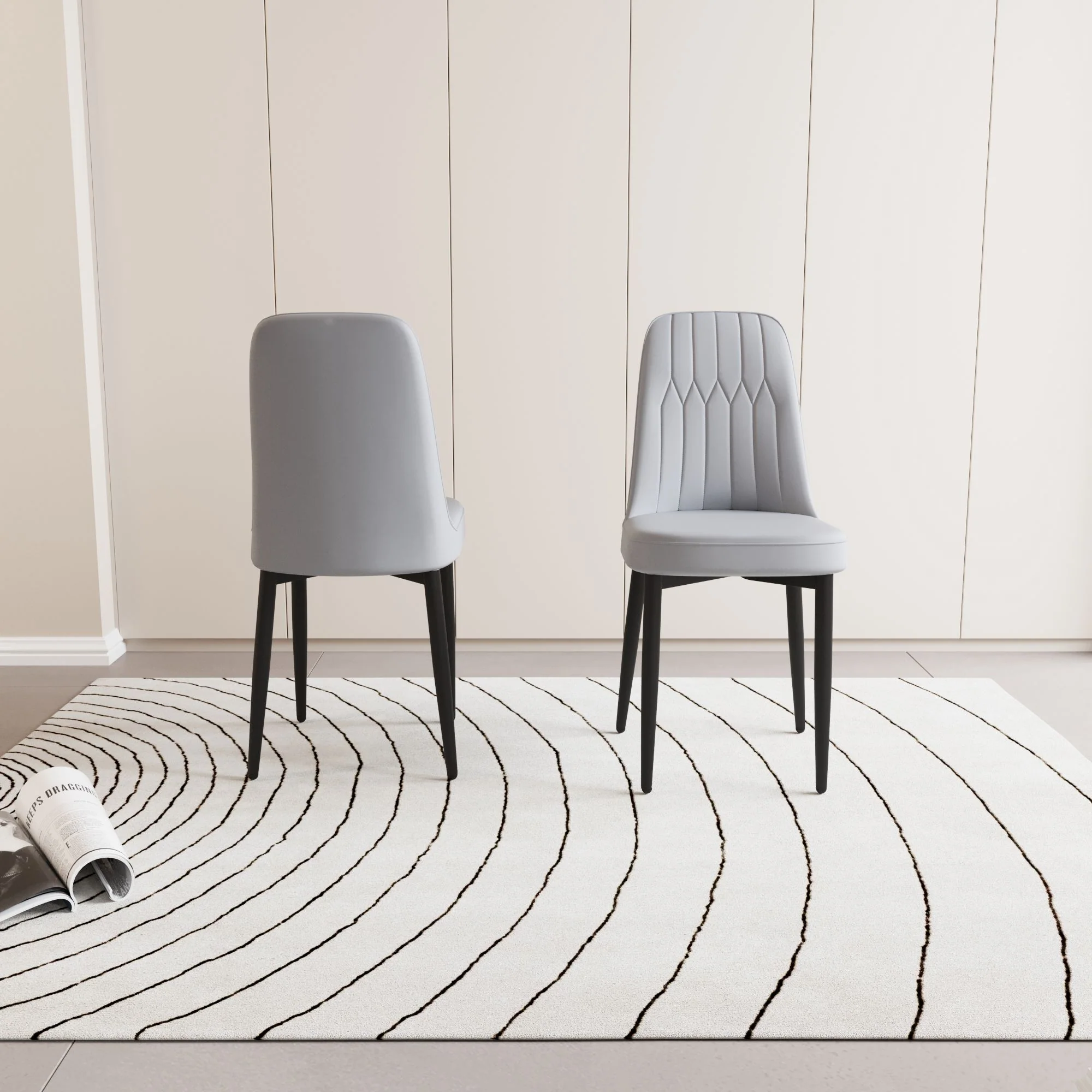 Modern Dining Chair With Cushions And Metal Legs - Image 38
