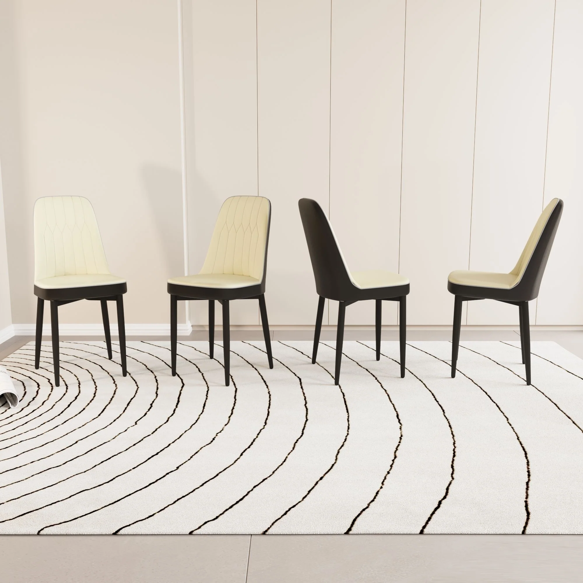 Modern Dining Chair With Cushions And Metal Legs - Image 43