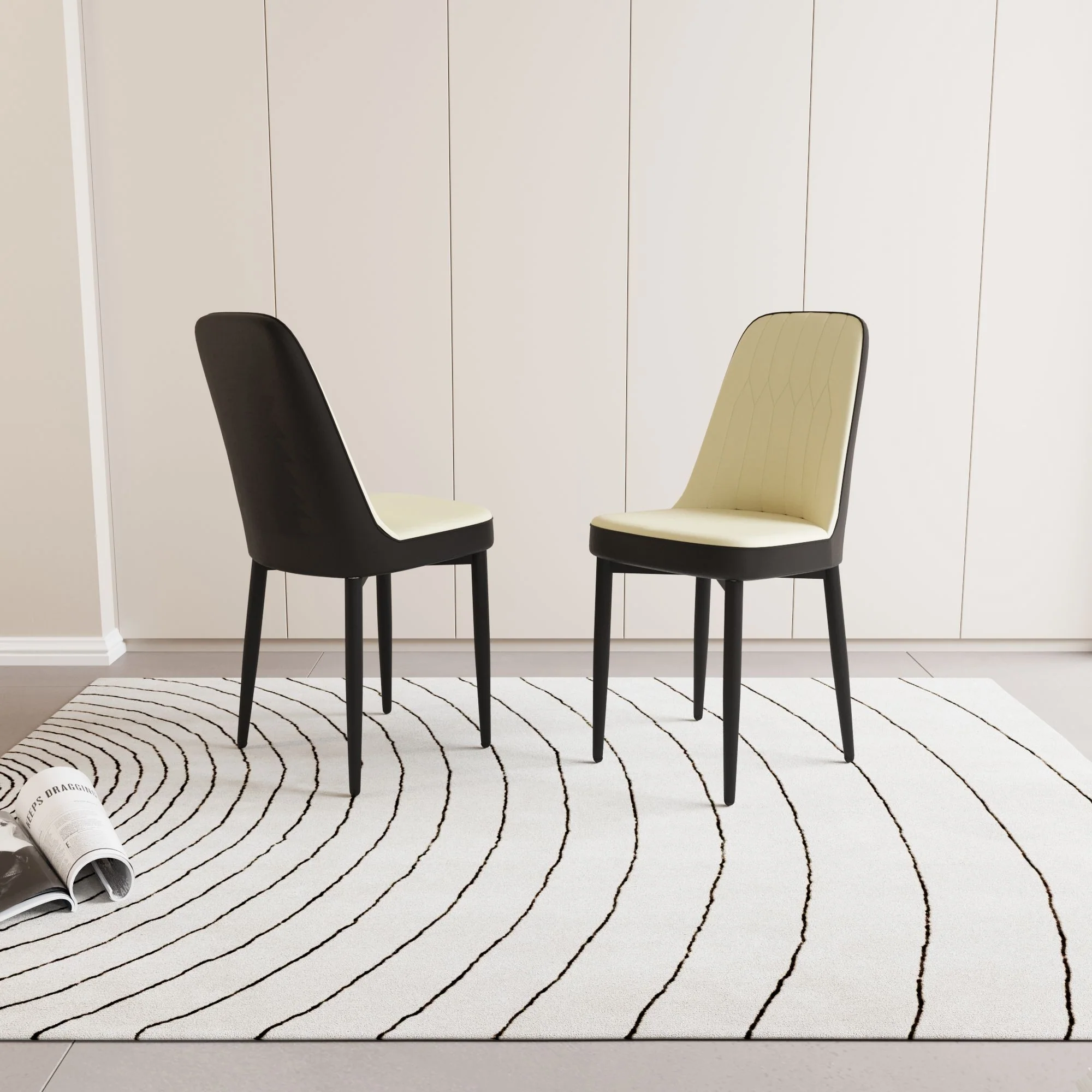 Modern Dining Chair With Cushions And Metal Legs - Image 49