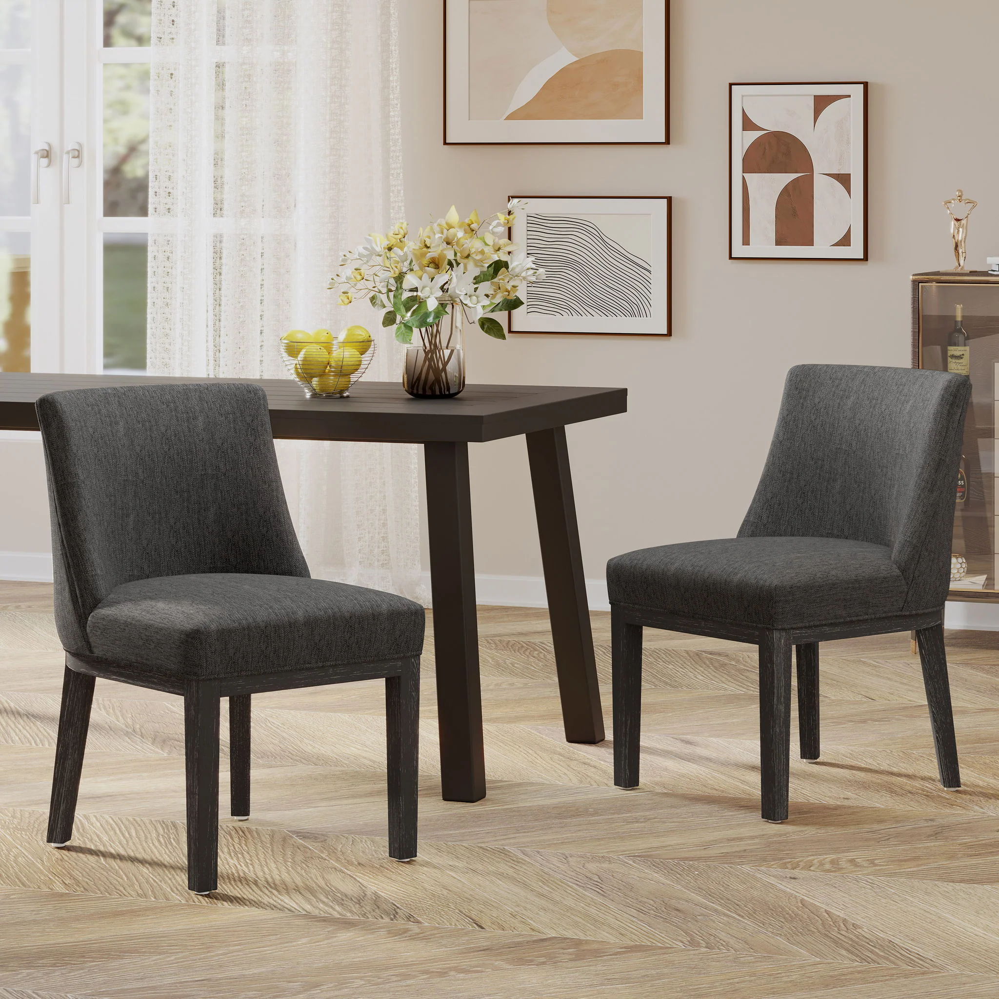 Modern Dining Chair With Durable Fabric Upholstery And Sturdy Wooden Frame (Set of 2) - Image 21
