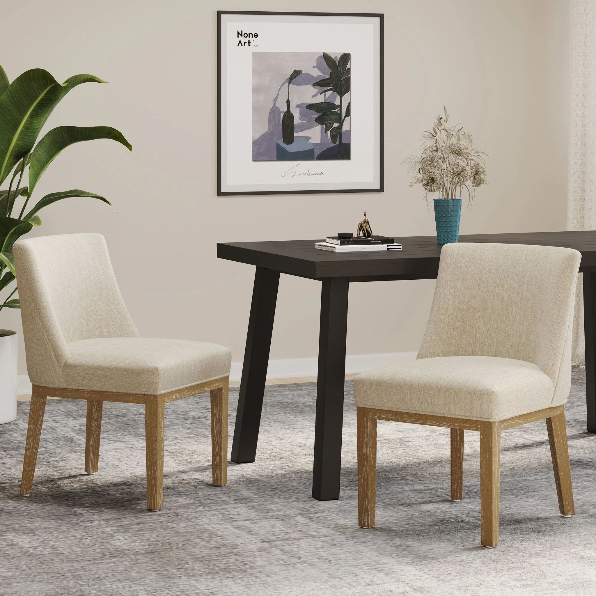 Modern Dining Chair With Durable Fabric Upholstery And Sturdy Wooden Frame (Set of 2) - Image 6
