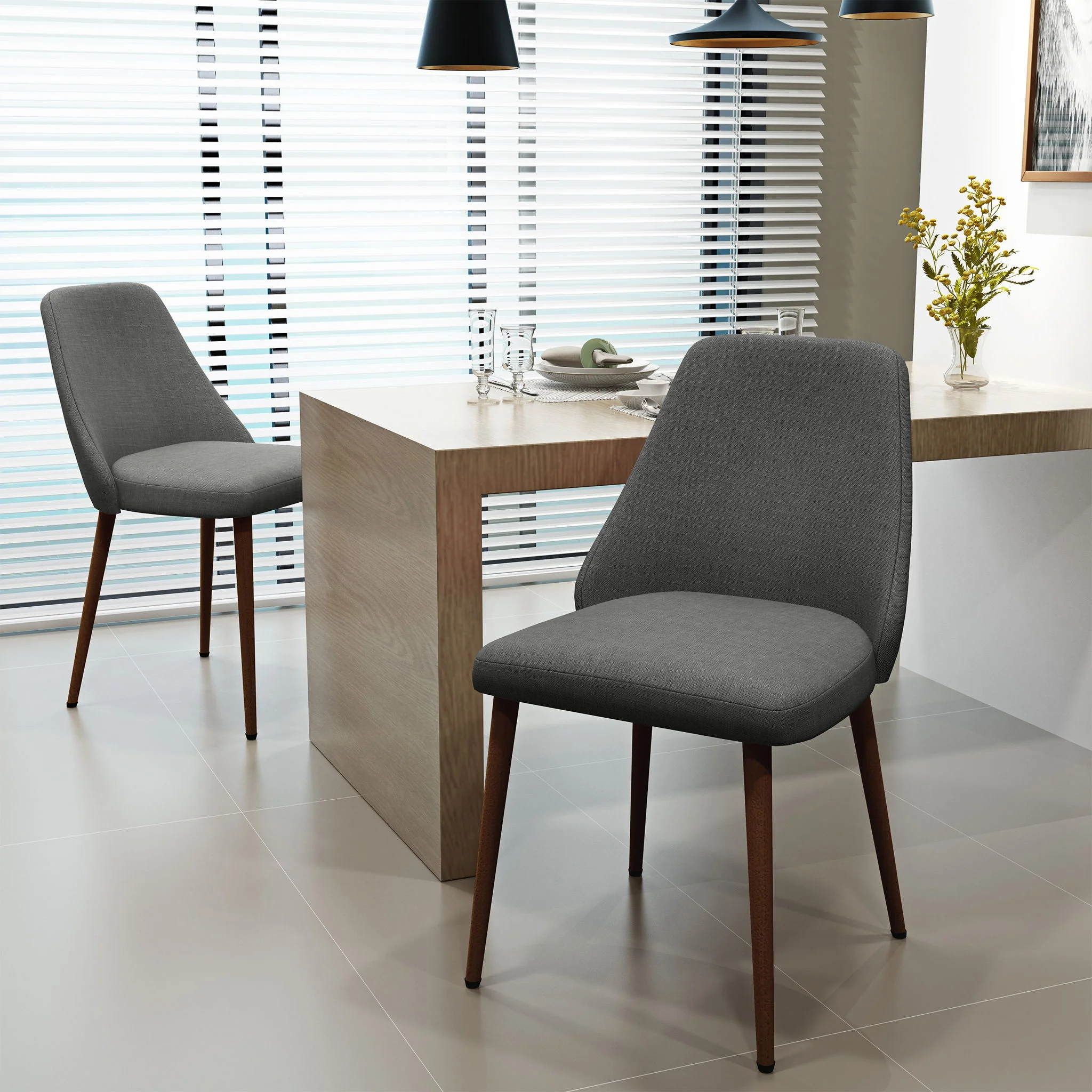 Modern Dining Chair With Iron Legs And Wood Finish - Image 10