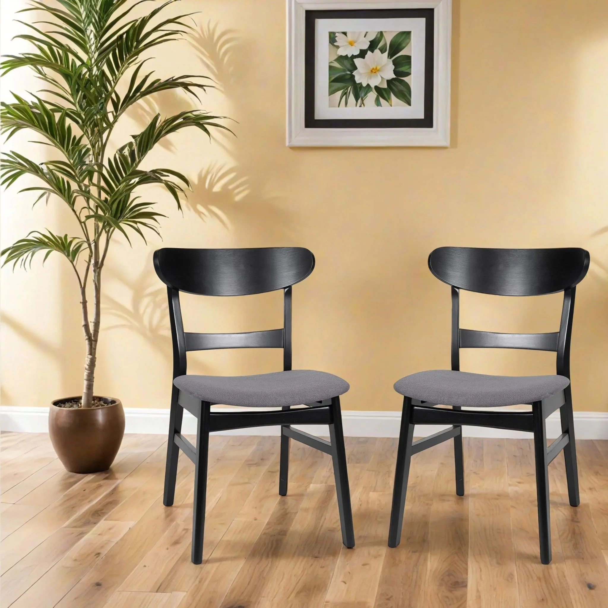 Modern Dining Chair With Upholstered Seat And Wood Frame - Image 4