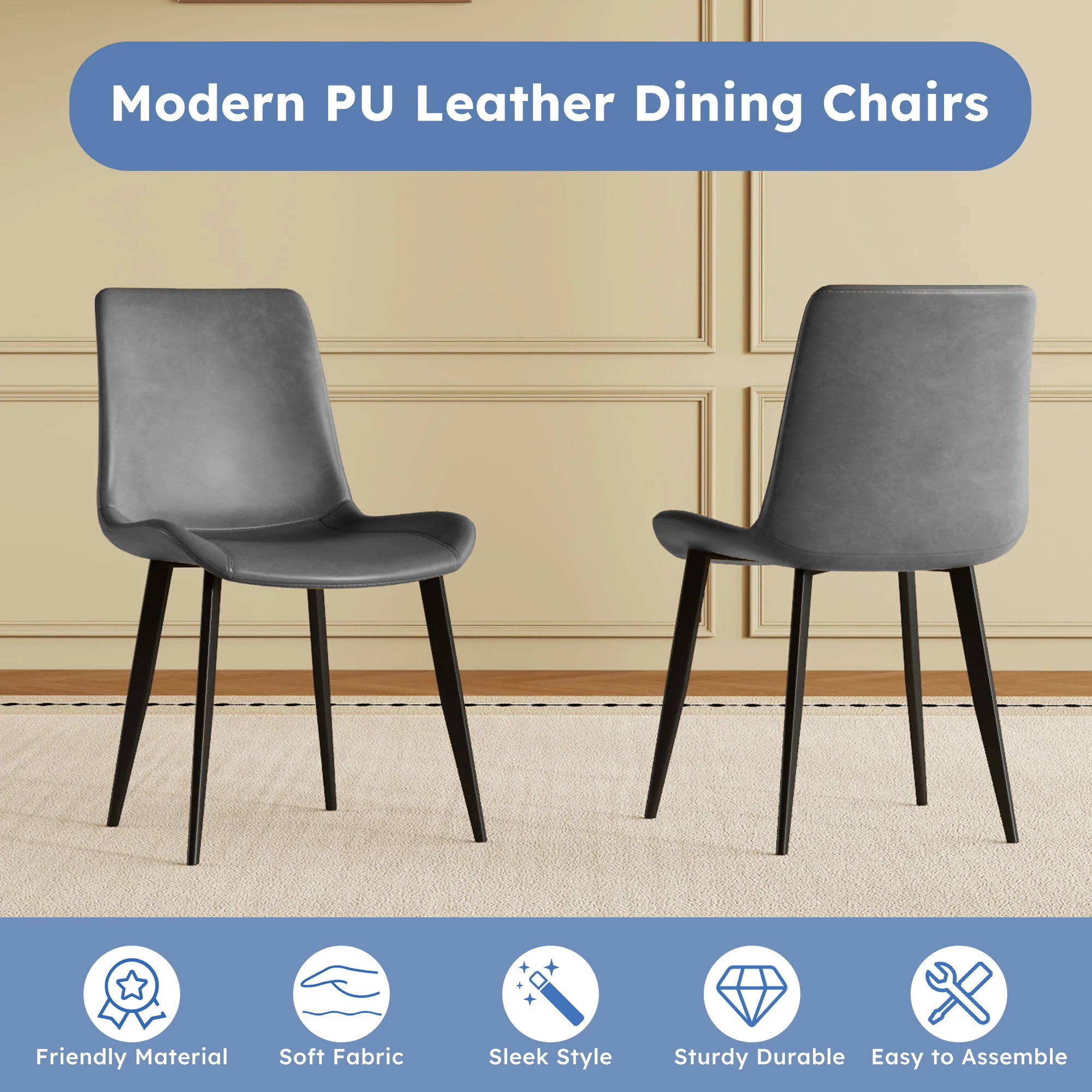 Modern Dining Chairs Ergonomic Design For Kitchen (Set of 4) - Image 8