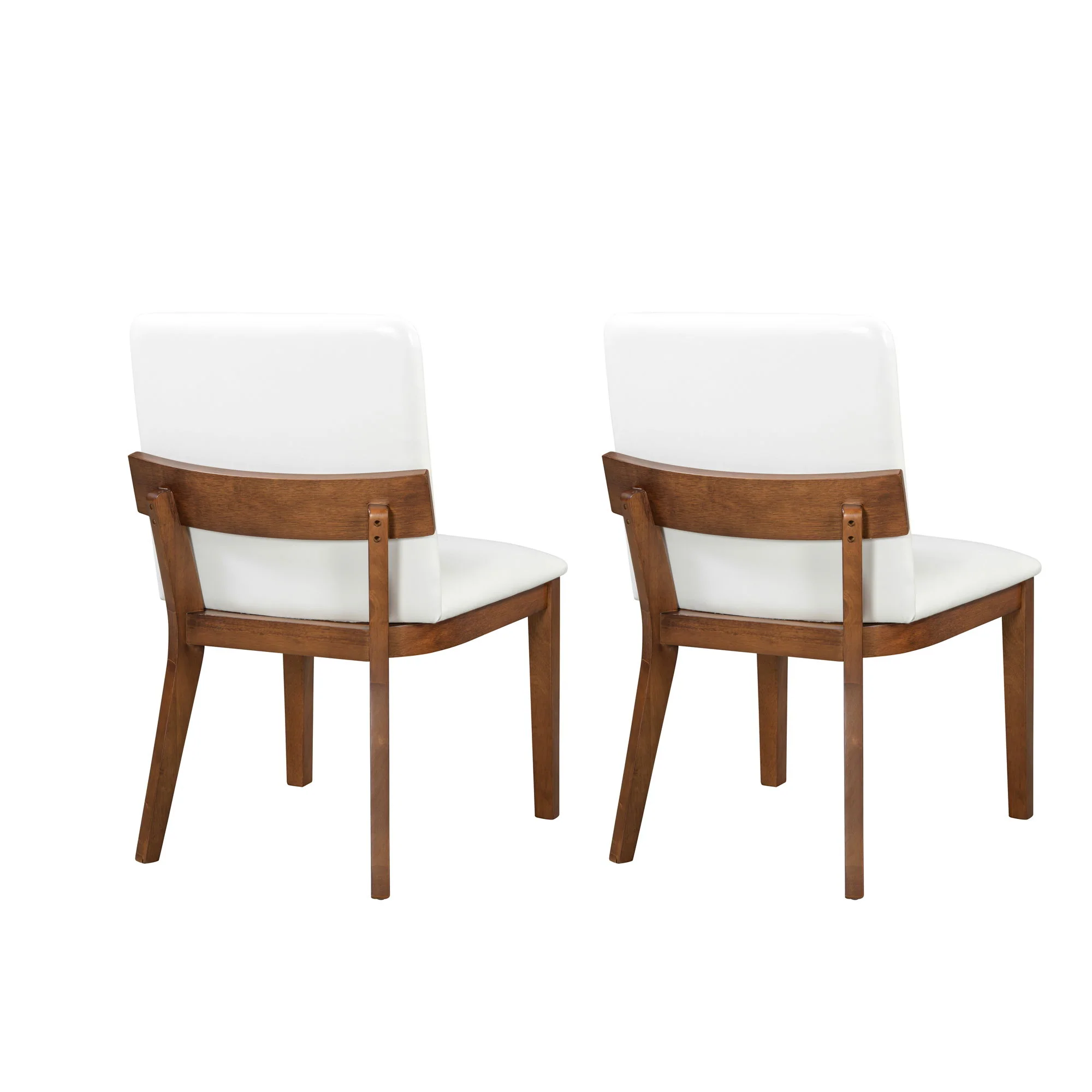 Modern Dining Chairs (Set of 2) With Glossy Upholstery - White / Walnut - Image 2