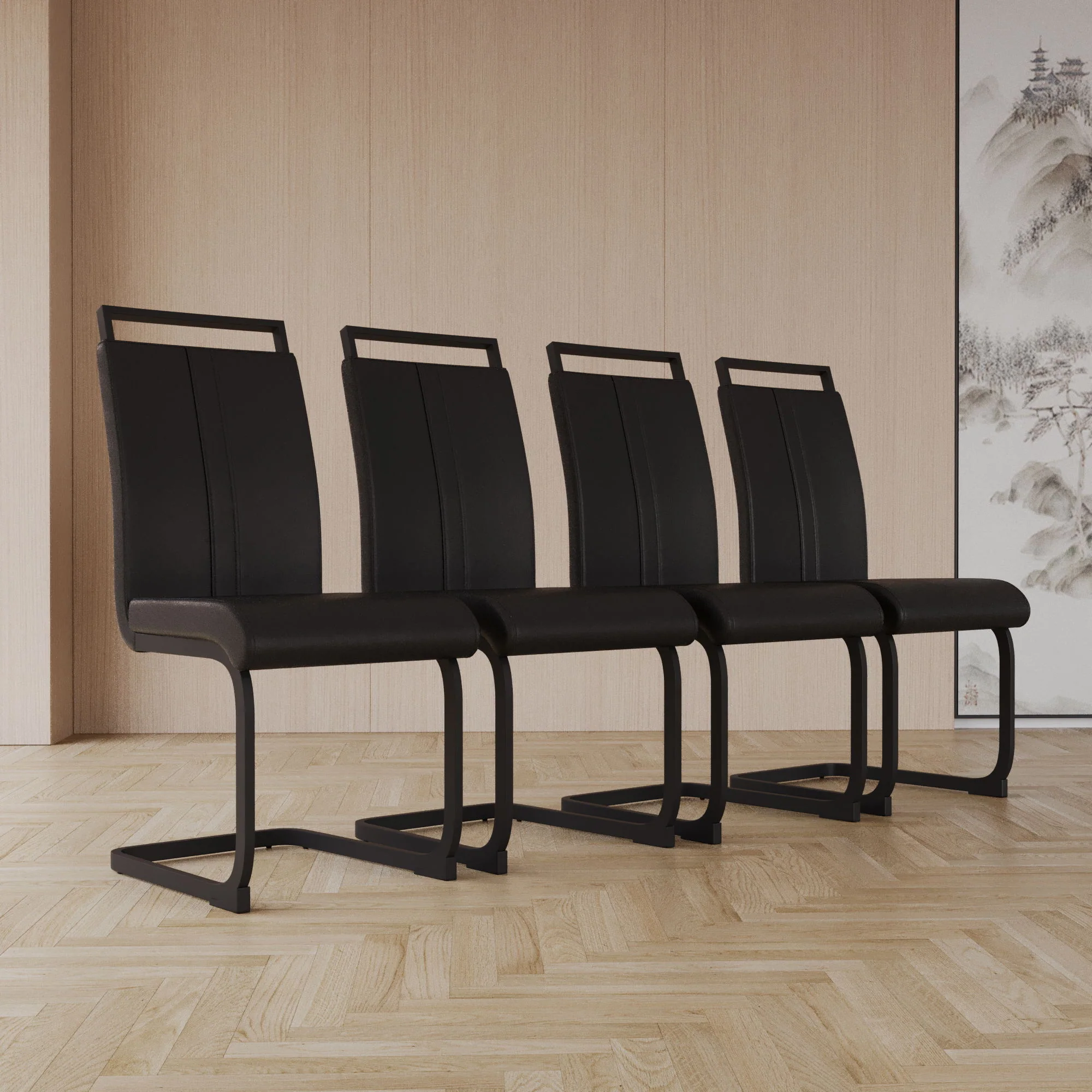 Modern Dining Chairs With High Back Upholstered Design Metal Legs - Image 10