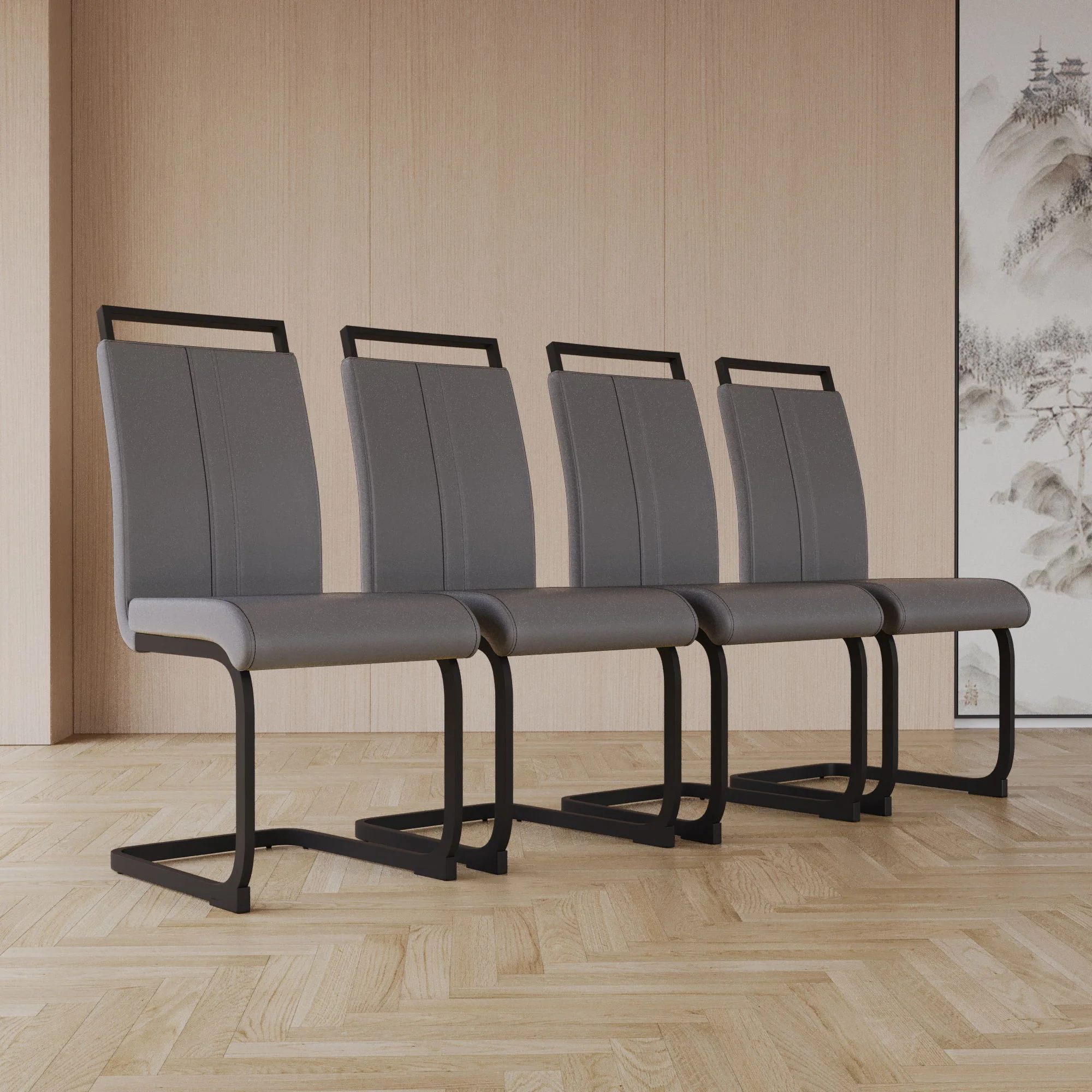 Modern Dining Chairs With High Back Upholstered Design Metal Legs - Image 18