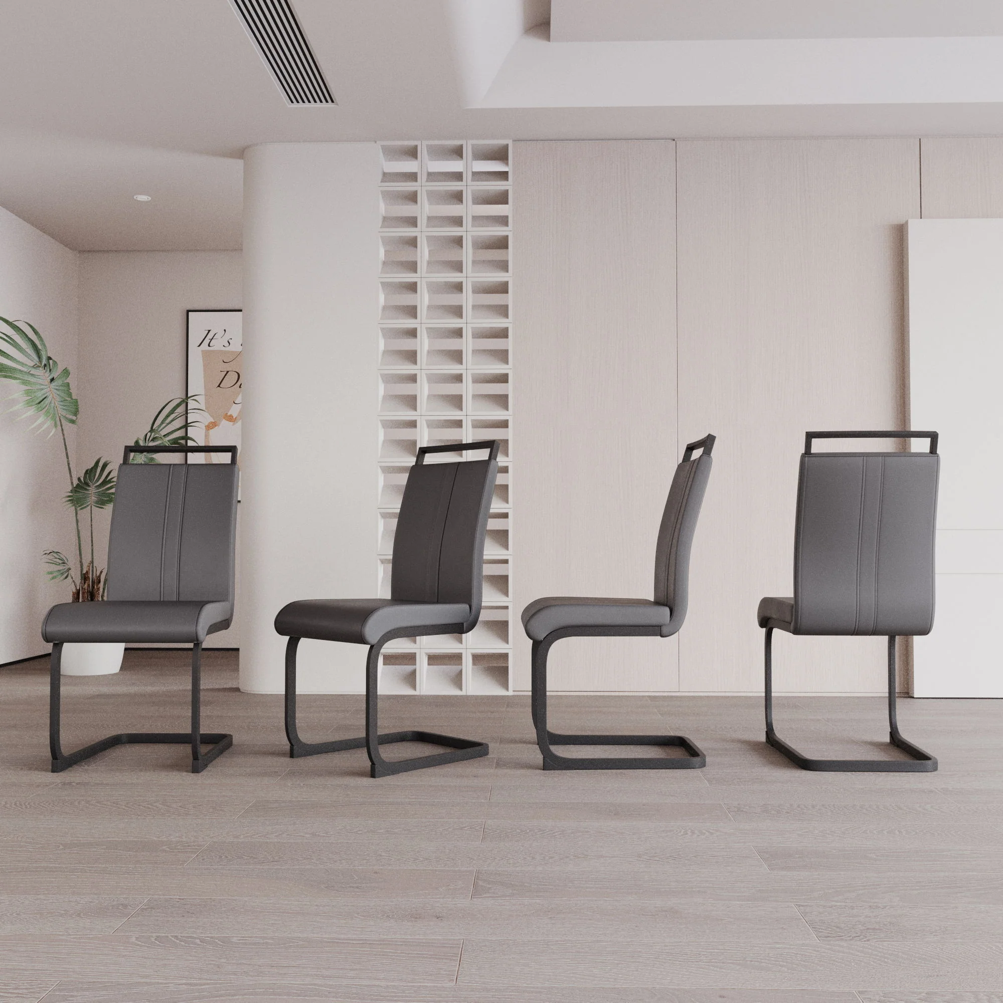 Modern Dining Chairs With High Back Upholstered Design Metal Legs - Image 8