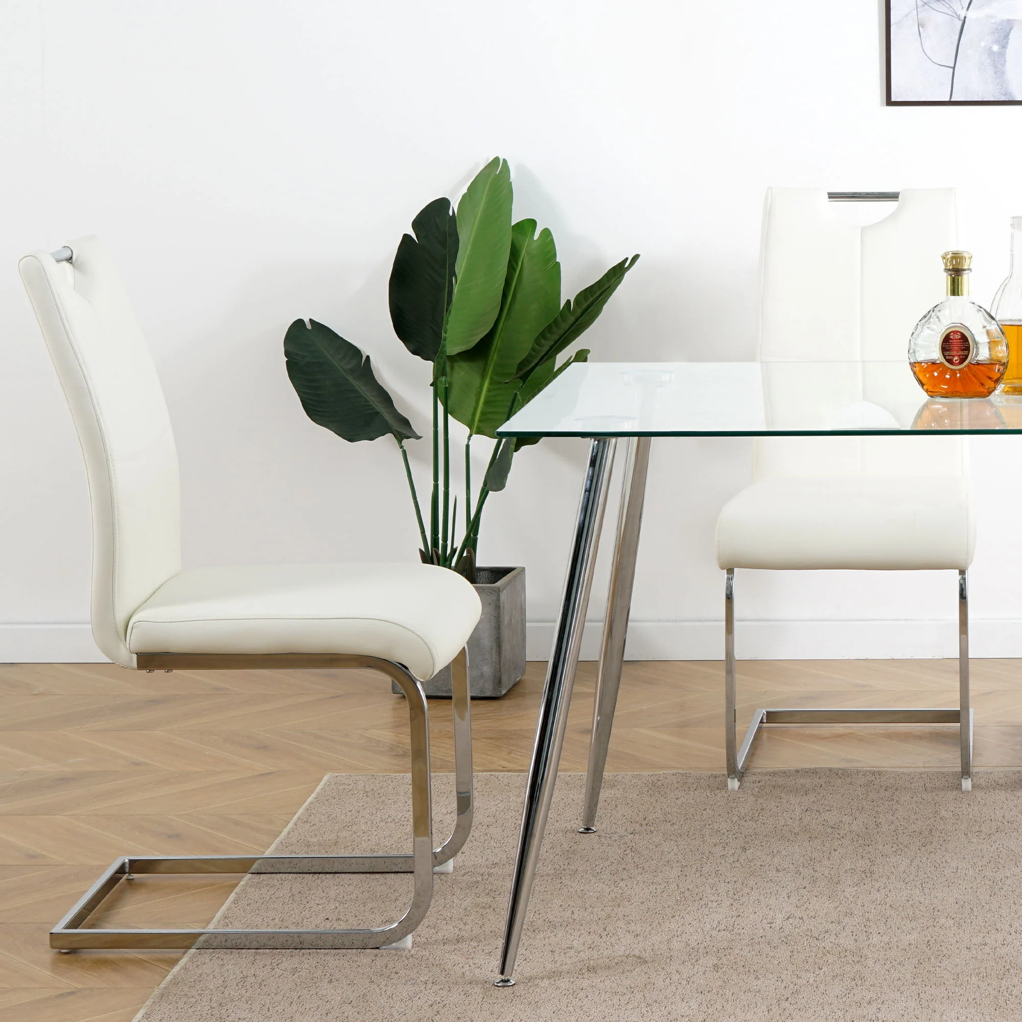 Modern Dining Chairs With Padded Seat And Metal Legs - Image 4