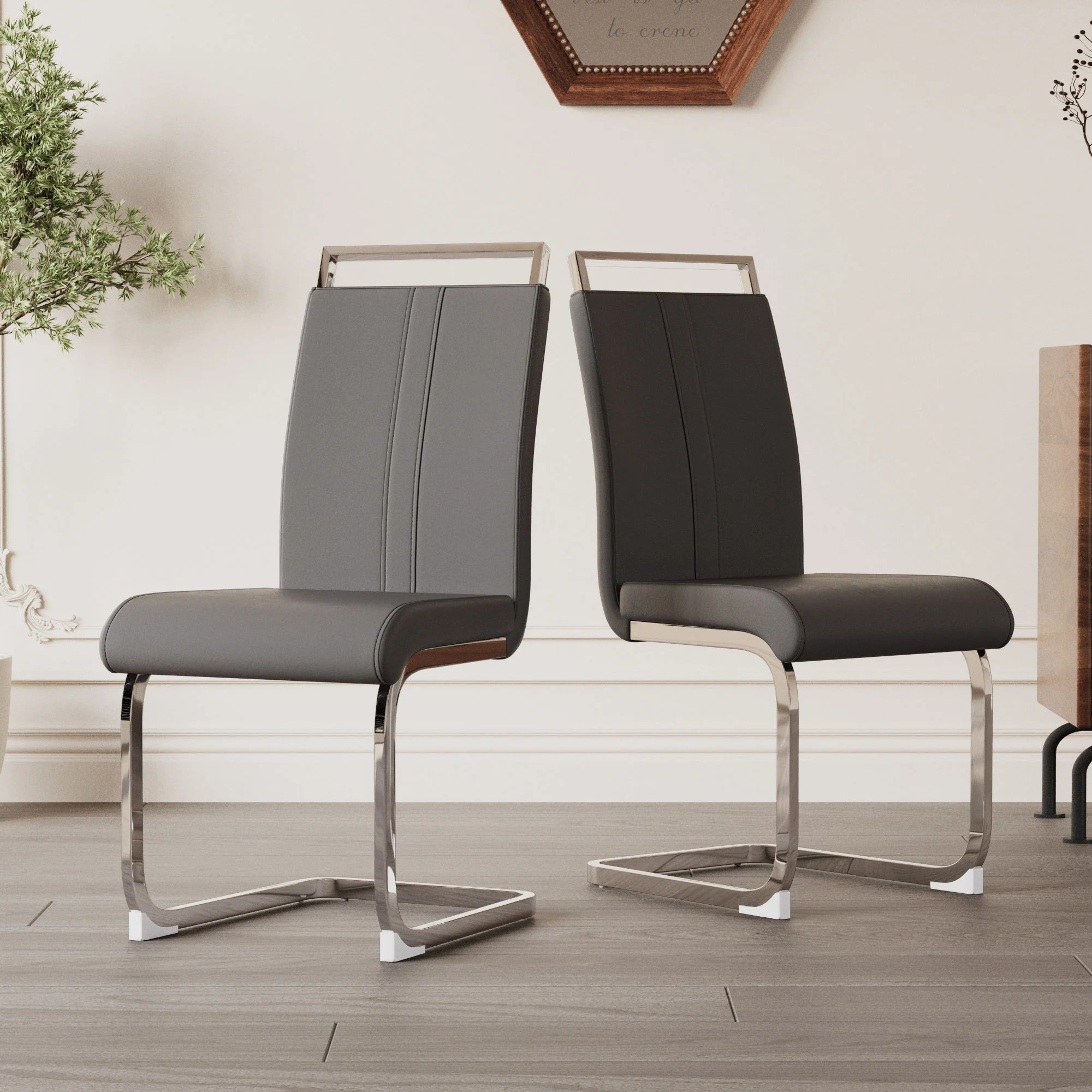 Modern Dining Chairs With Padded Seat, High Back - Image 9