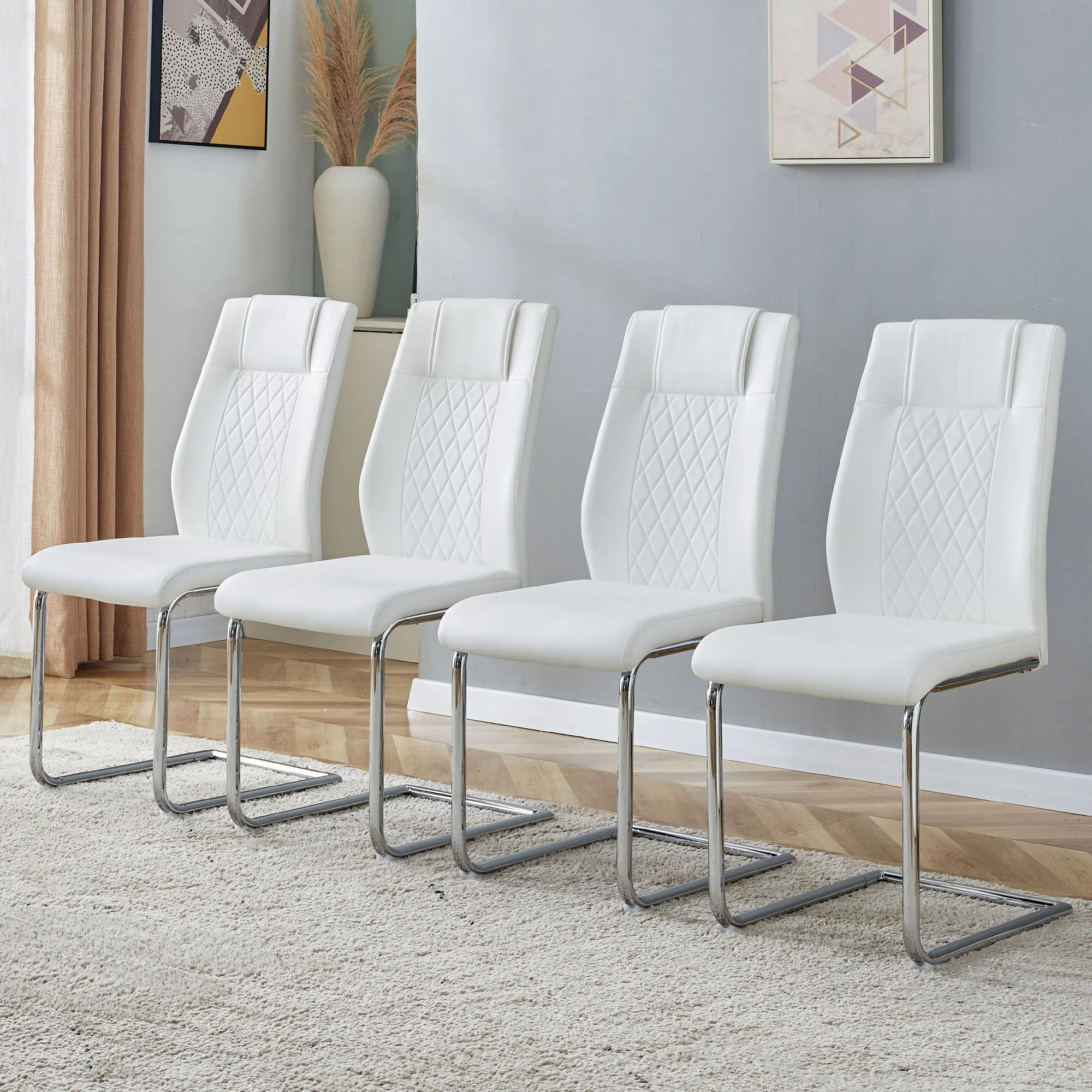 Modern Dining Chairs With Padded Seat, Metal Legs - Image 27