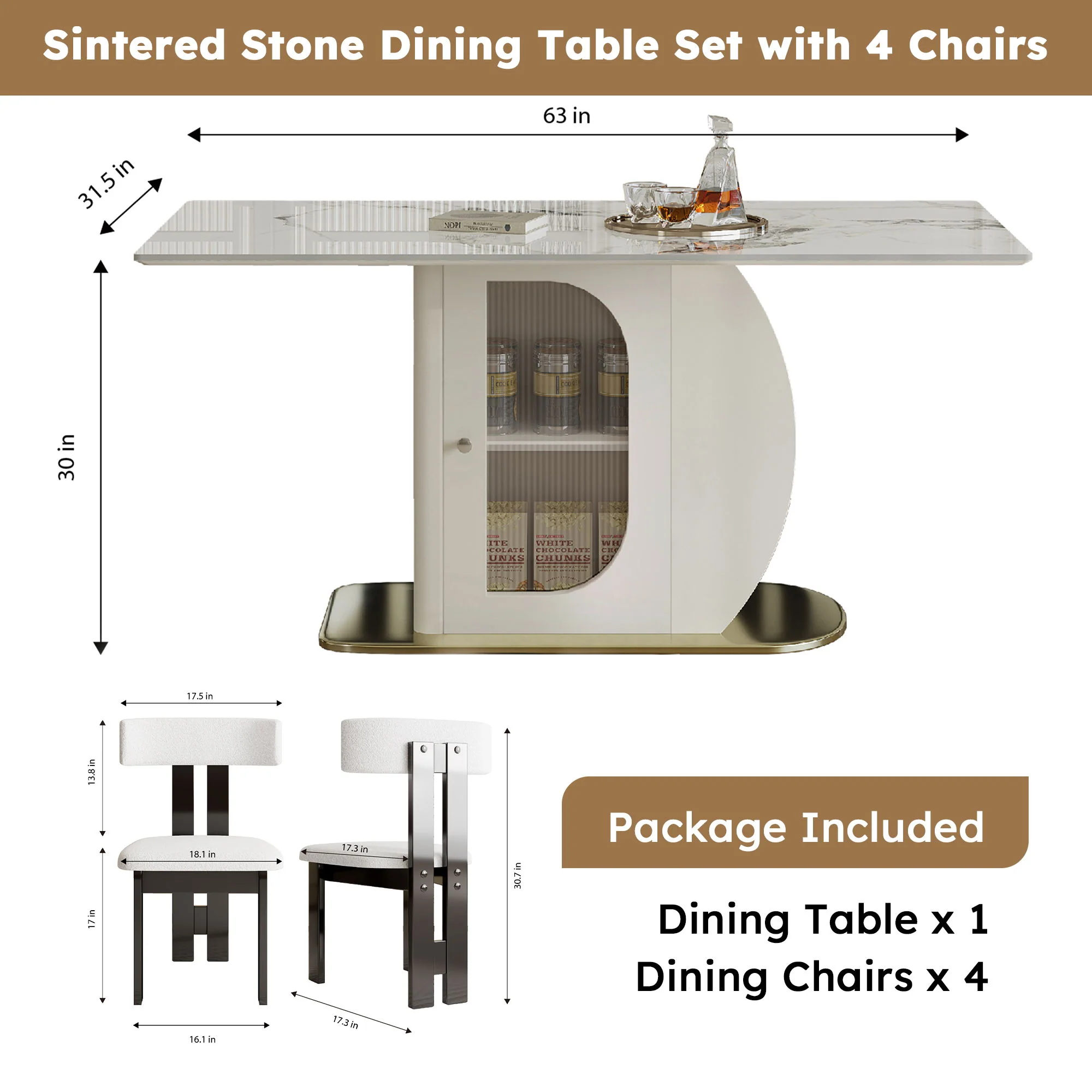 Modern Dining Table Set With Storage, Includes Chairs - Image 13