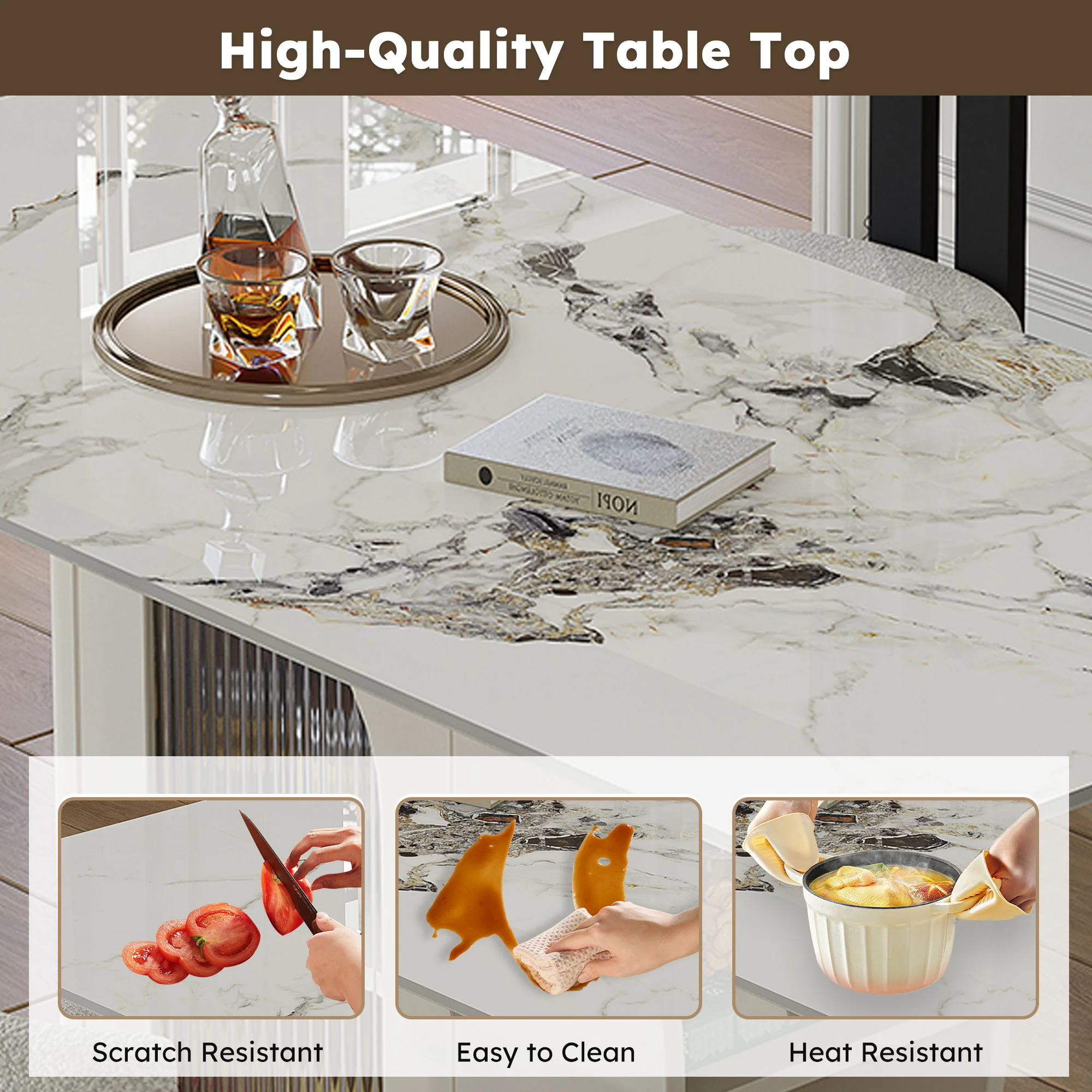 Modern Dining Table Set With Storage, Includes Chairs - Image 14