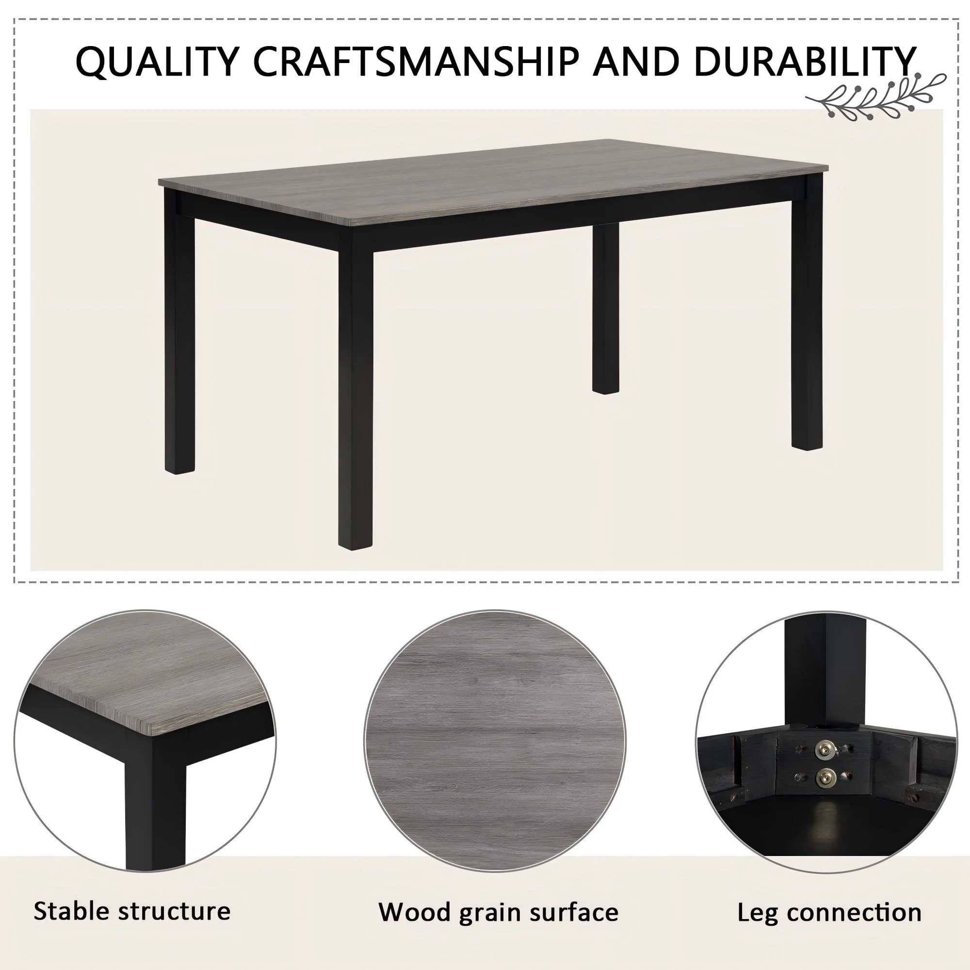 Modern Dining Table Set With Upholstered Chairs For Dining Room - Image 3
