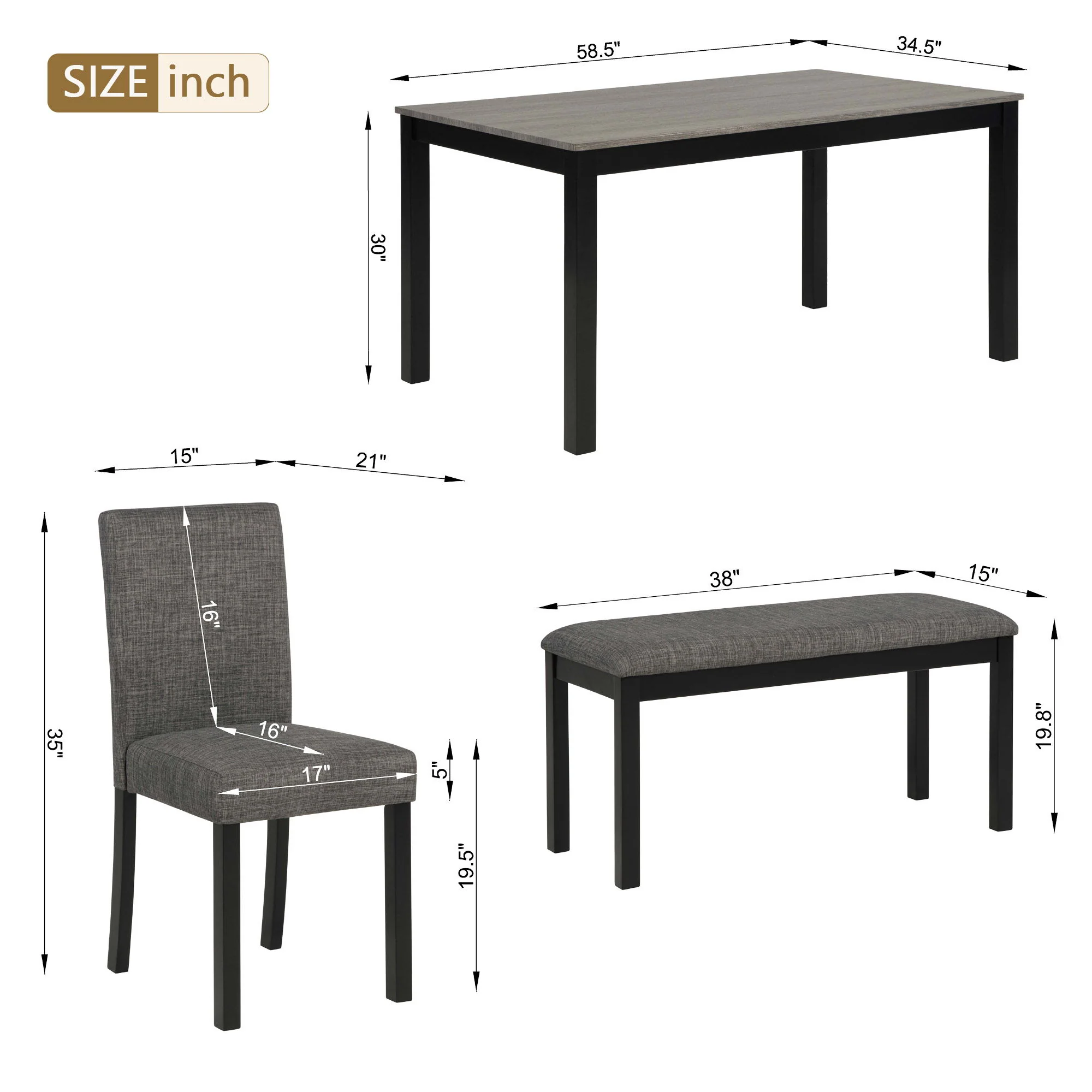 Modern Dining Table Set With Upholstered Chairs For Dining Room - Image 4