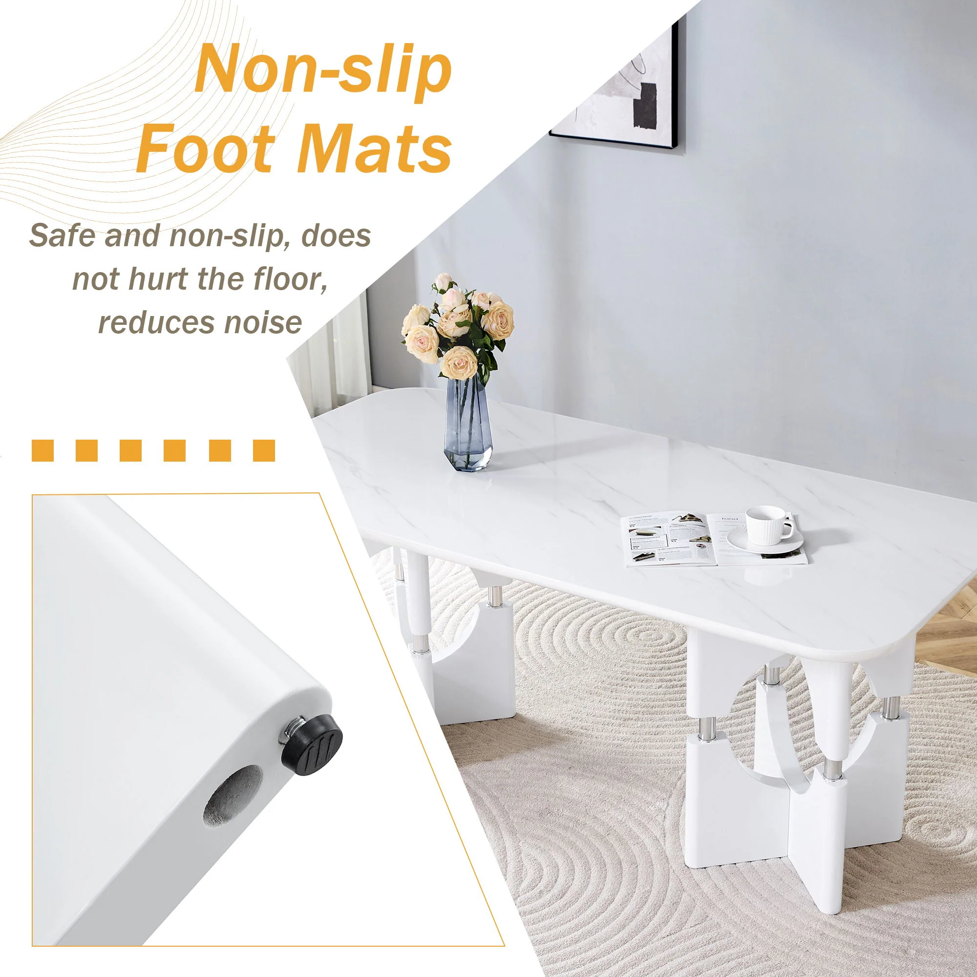 Modern Dining Table With Sleek Hollow-Out Frame And Accents - Image 10