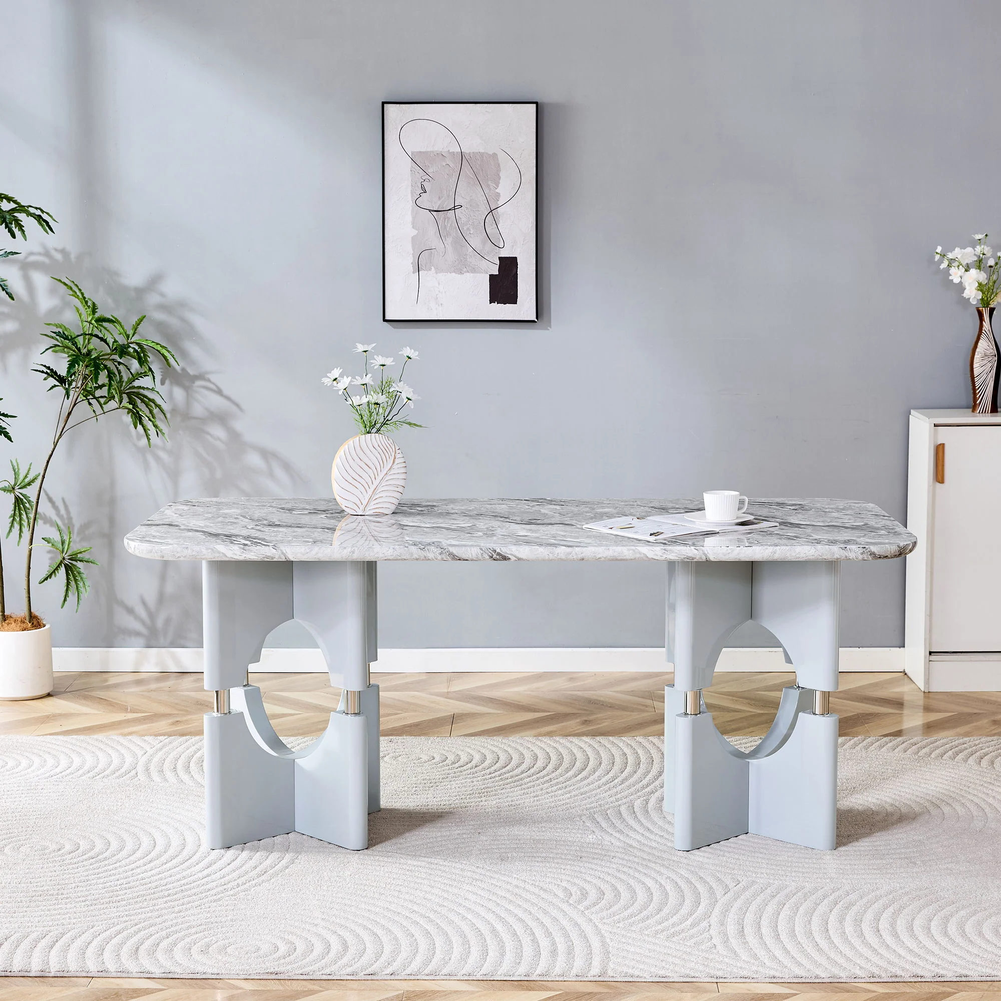 Modern Dining Table With Sleek Hollow-Out Frame And Accents - Image 18