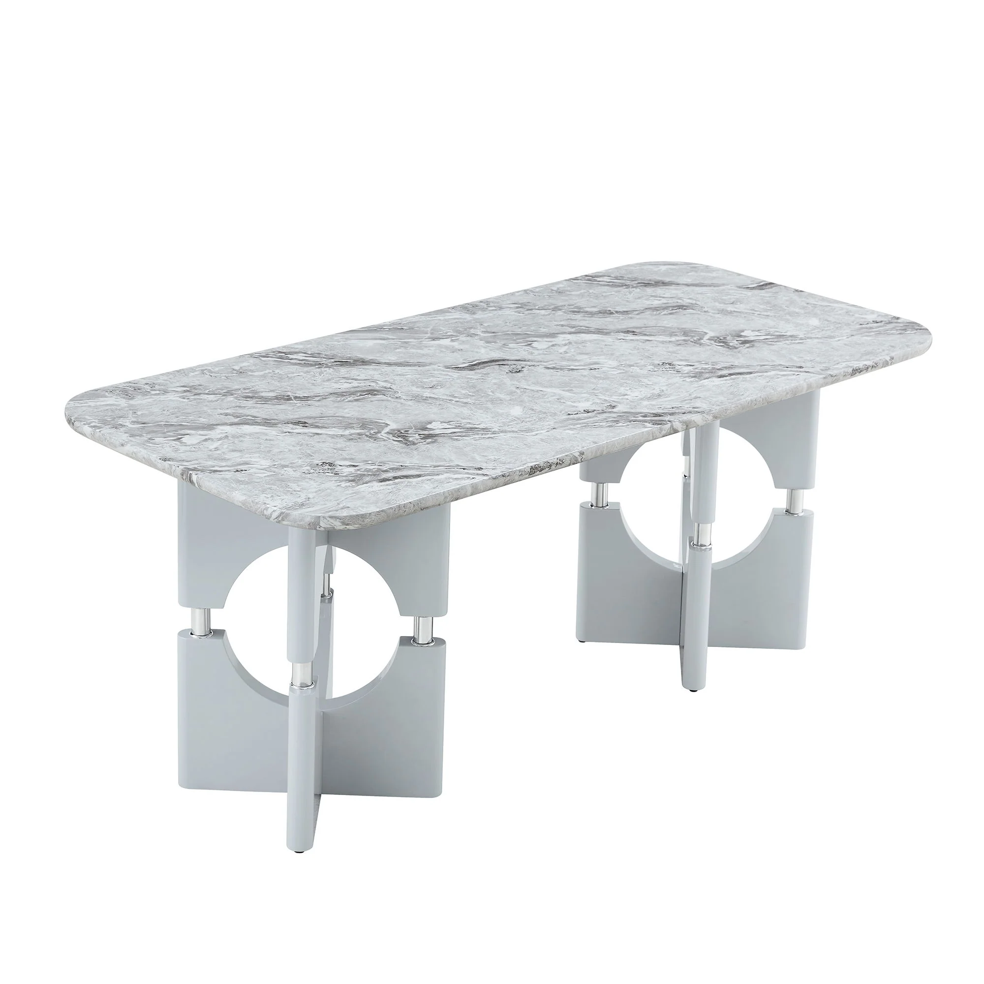 Modern Dining Table With Sleek Hollow-Out Frame And Accents - Image 2