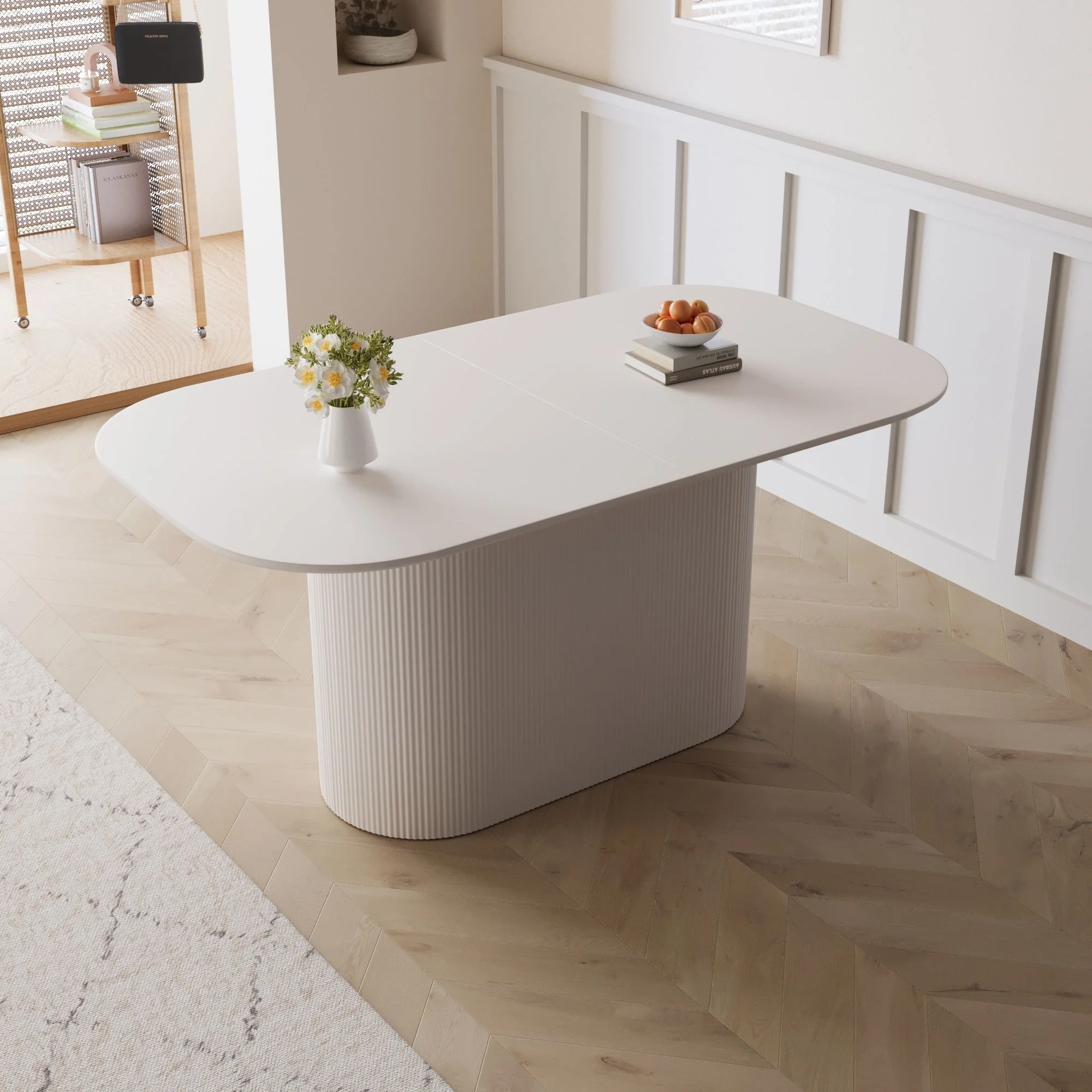 Modern Dining Table With Vertical Striped Legs - Image 14