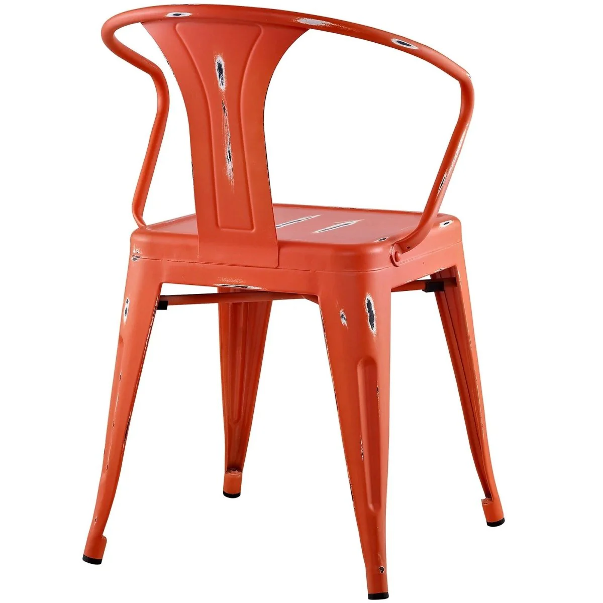 Modern Distressed Steel Dining Armchair - Image 3