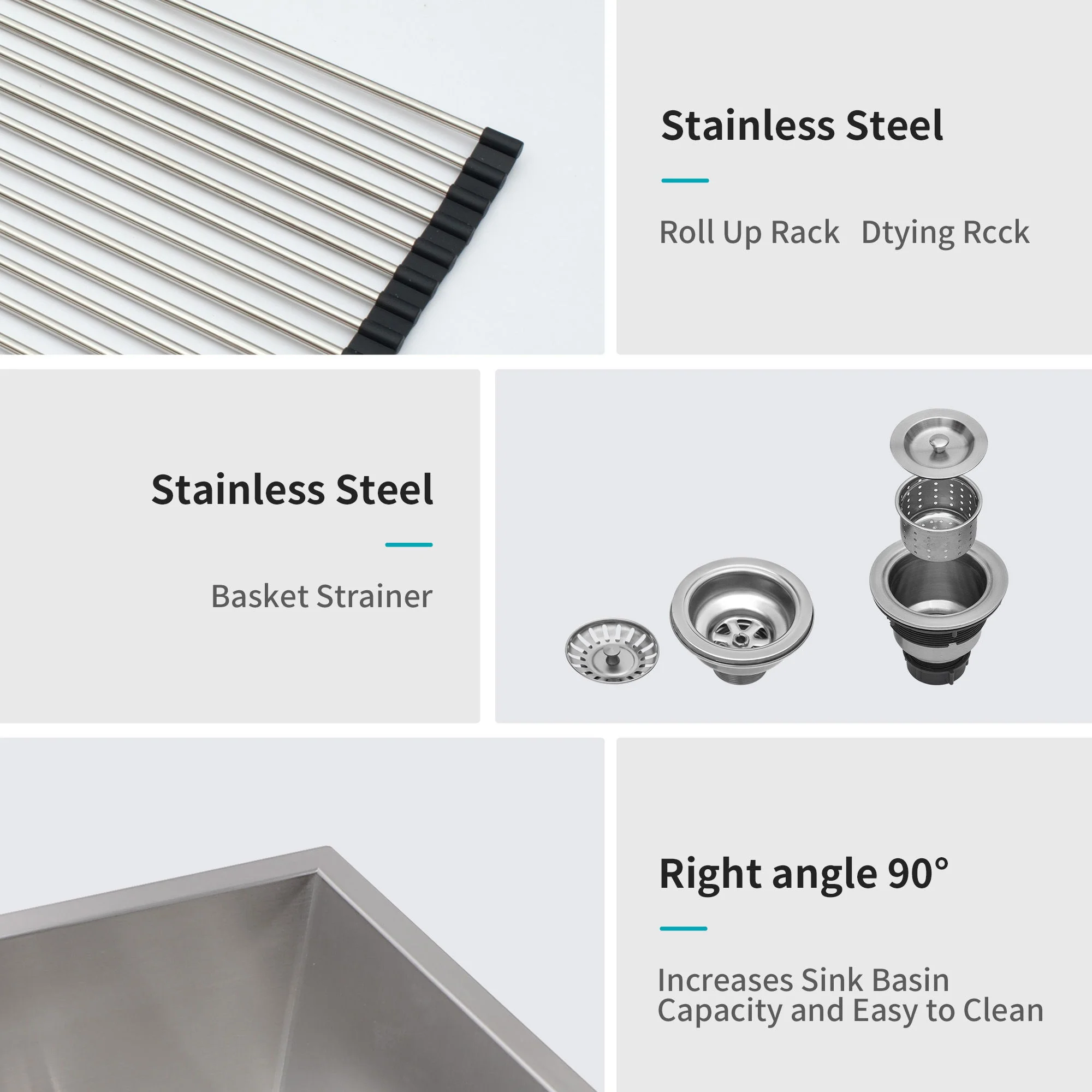 Modern Double Bowl Undermount Kitchen Sink 50 / 50 Design Stainless Steel - Image 25