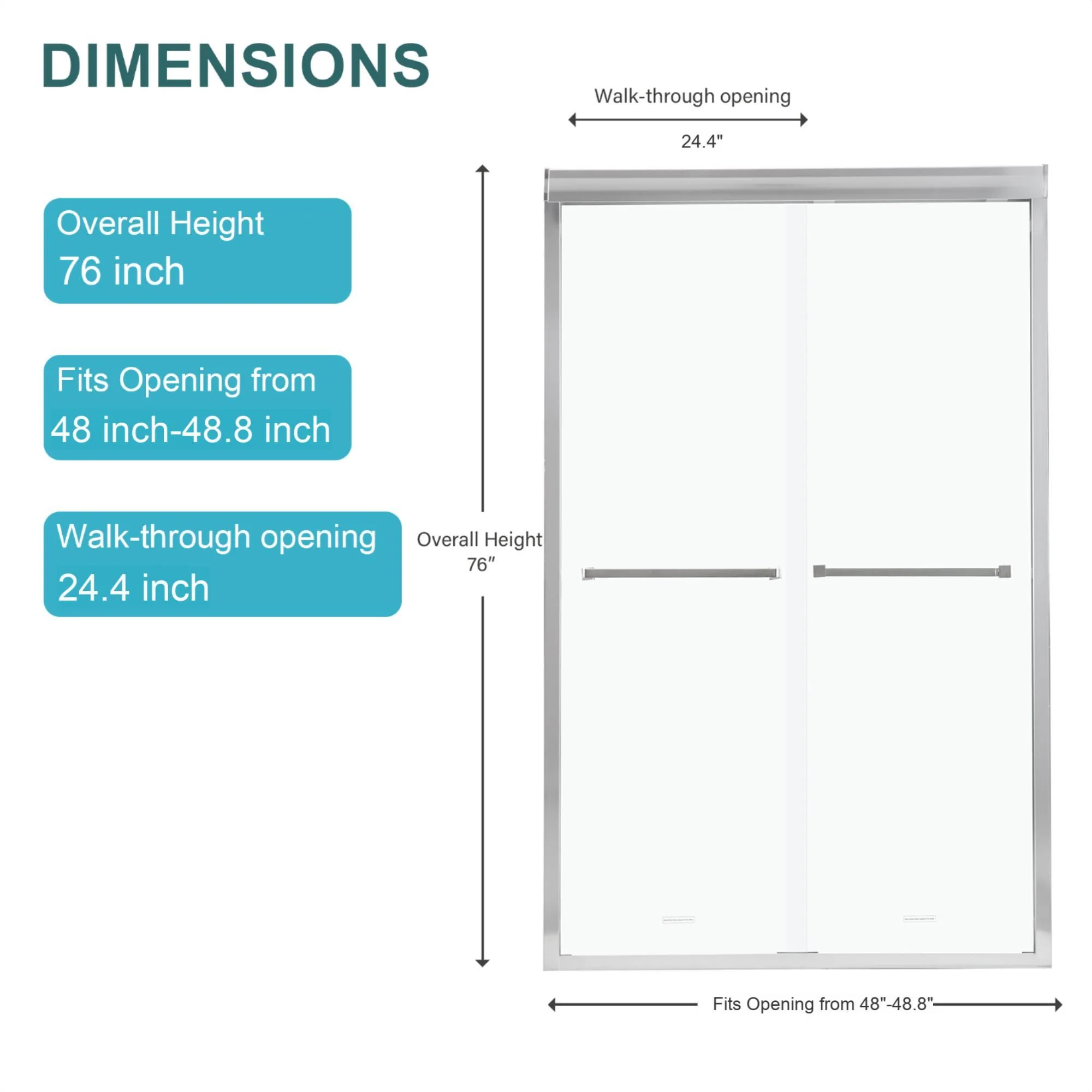 Modern Double Sliding Shower Enclosure, Tempered Glass - Image 11