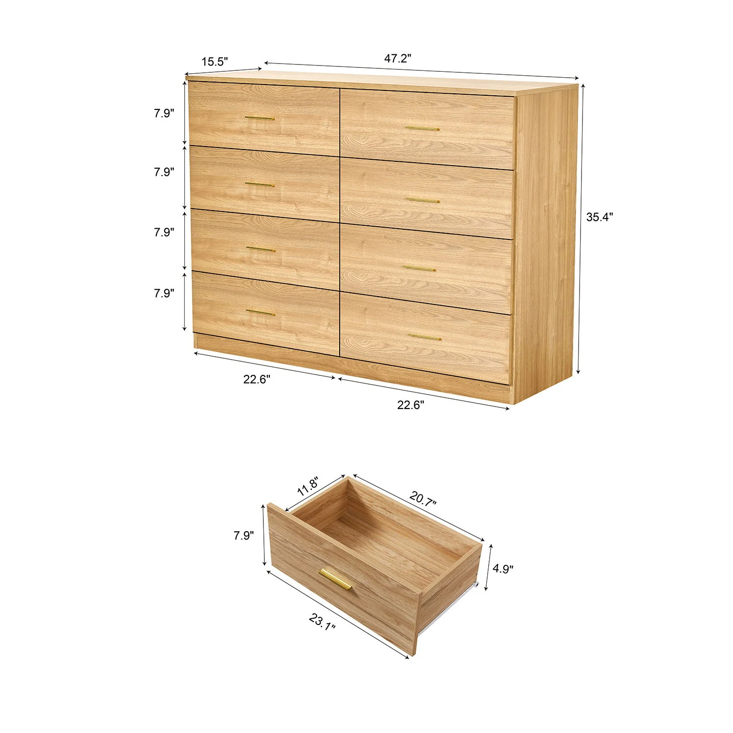 Modern Drawer Dresser For Bedroom, Ample Storage Wide Chest Of Drawers - Image 12