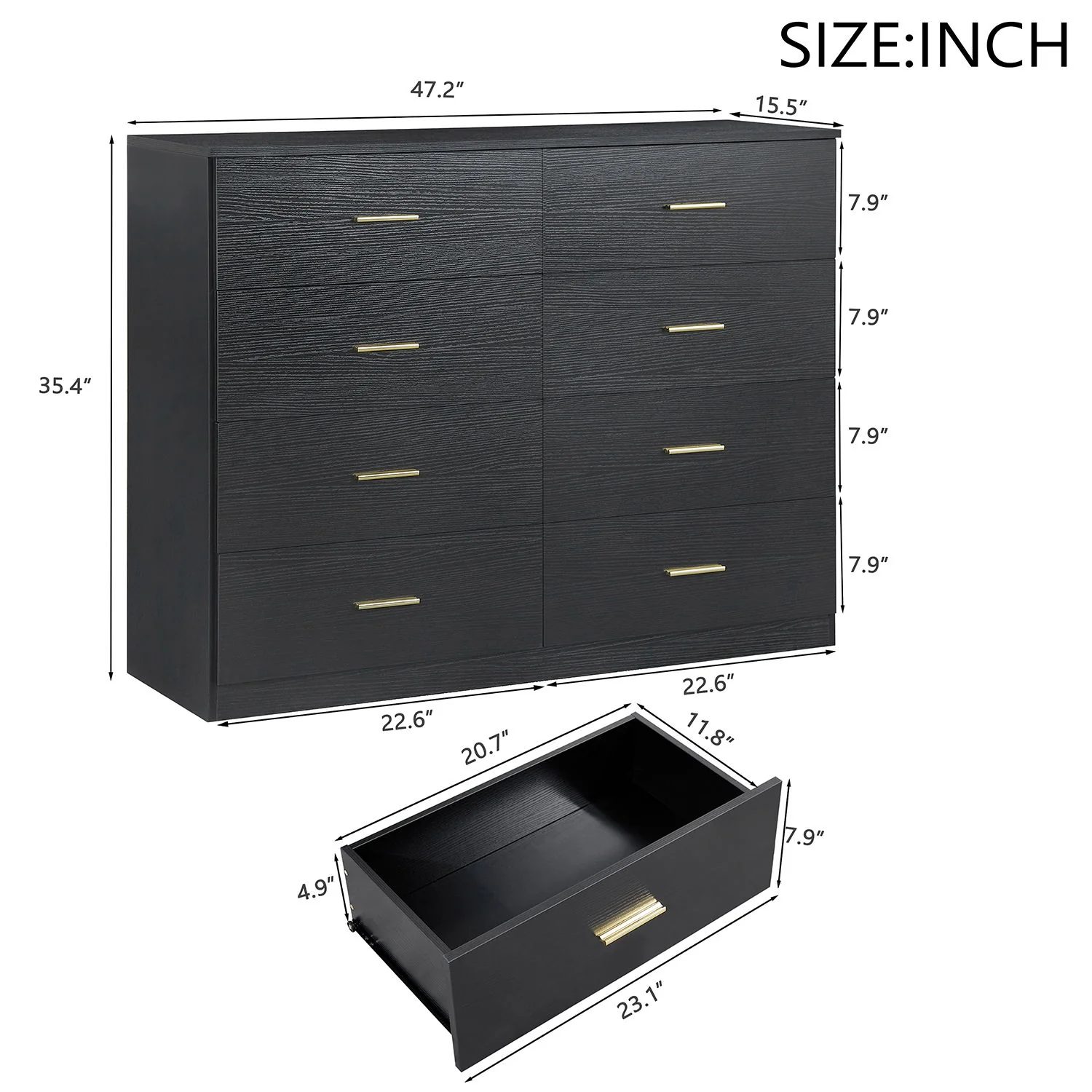 Modern Drawer Dresser For Bedroom, Ample Storage Wide Chest Of Drawers - Image 19