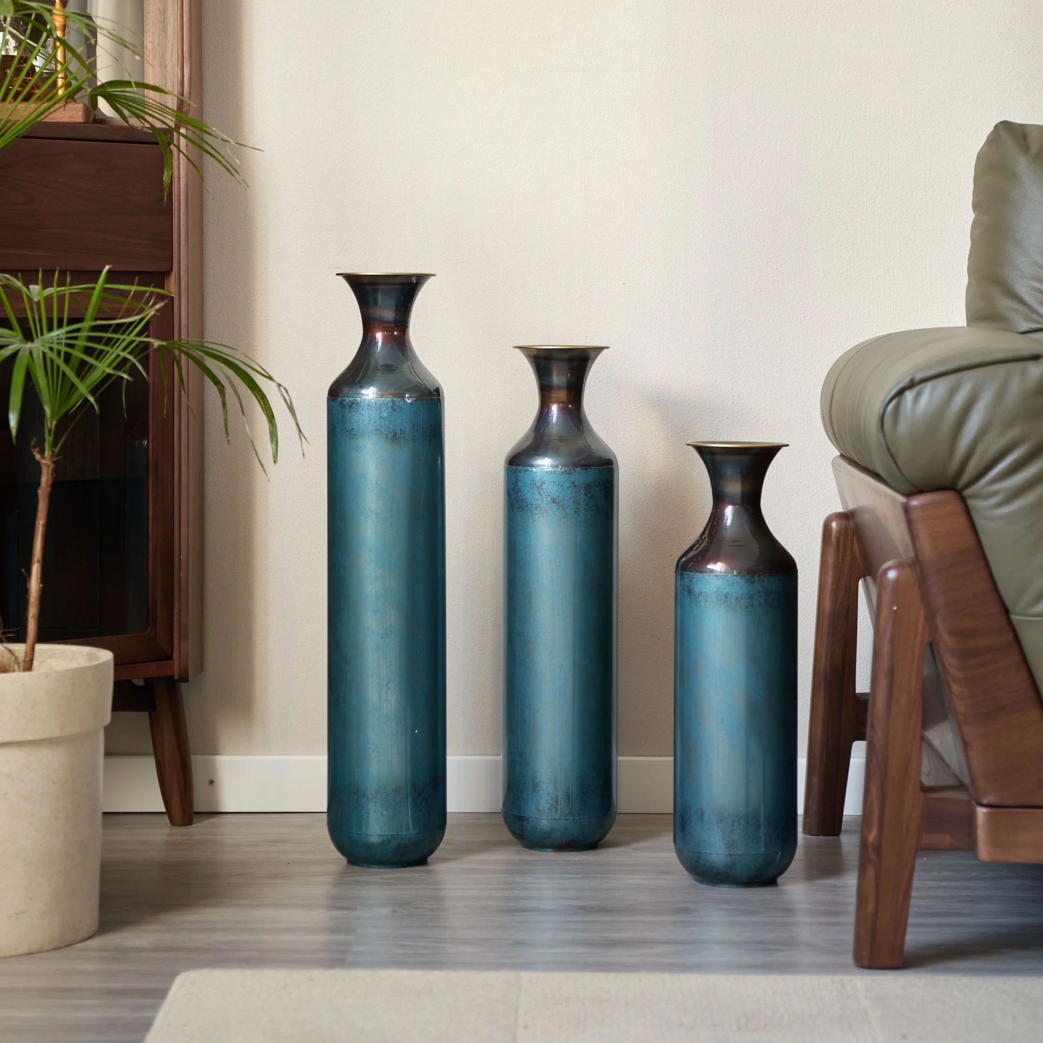Modern Droplet Shaped Floor Vase Set, 3 Piece Home Decor - Image 6