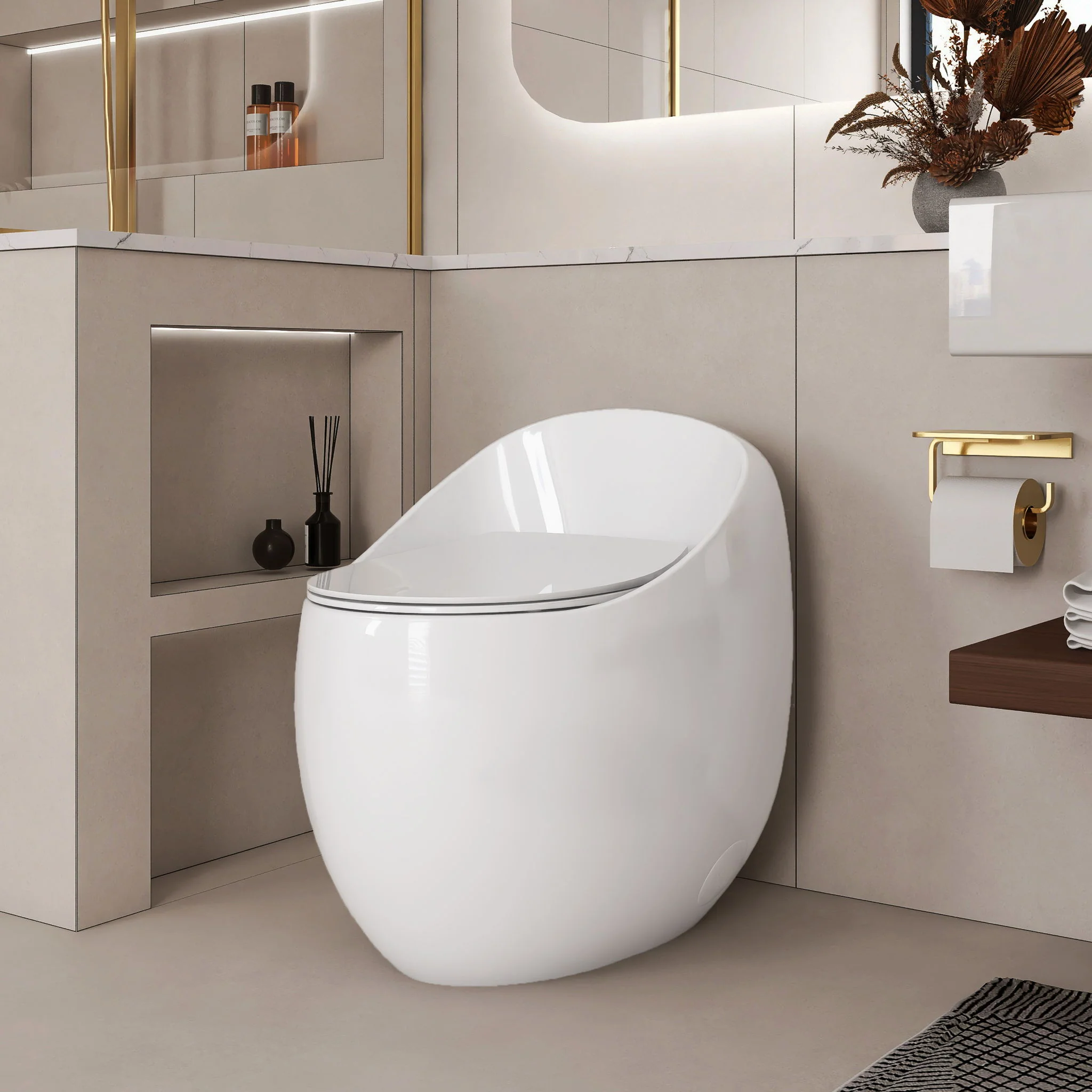 Modern Egg Shape Toilet 1.28 Gpf Single Flush Ceramic - Image 10