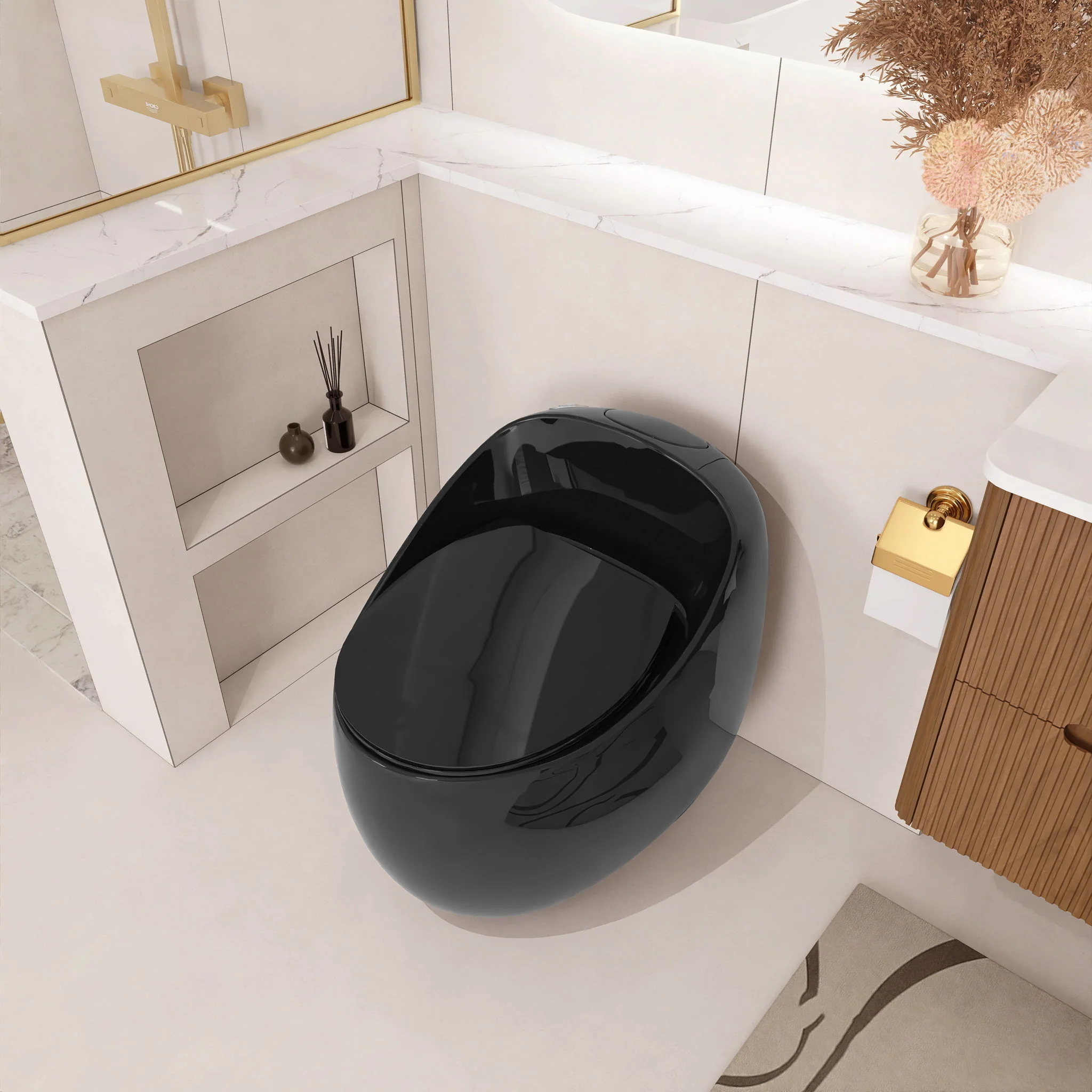 Modern Egg Shape Toilet 1.28 Gpf Single Flush Ceramic - Image 13