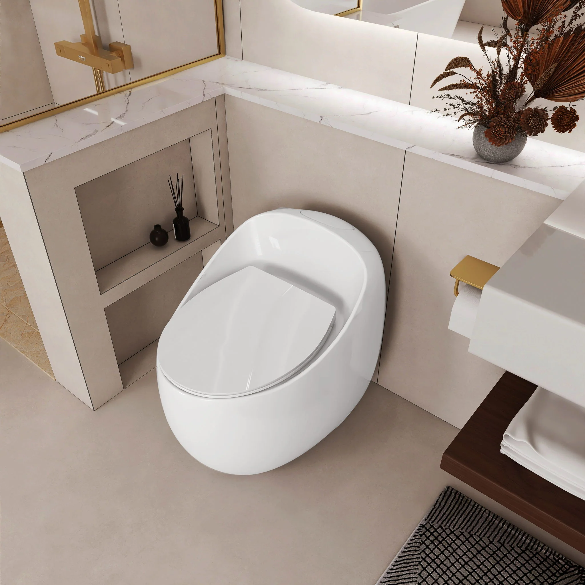 Modern Egg Shape Toilet 1.28 Gpf Single Flush Ceramic - Image 9