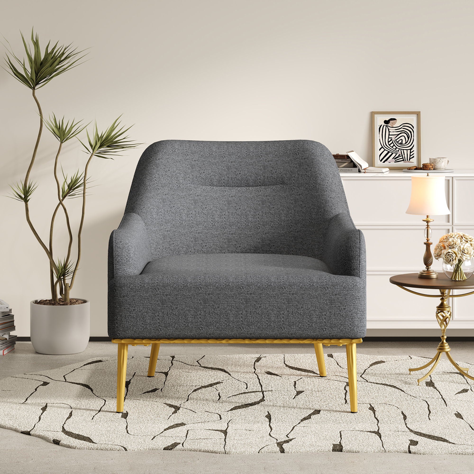Modern Elegance Accent Chair With Curved Backrest - Image 15