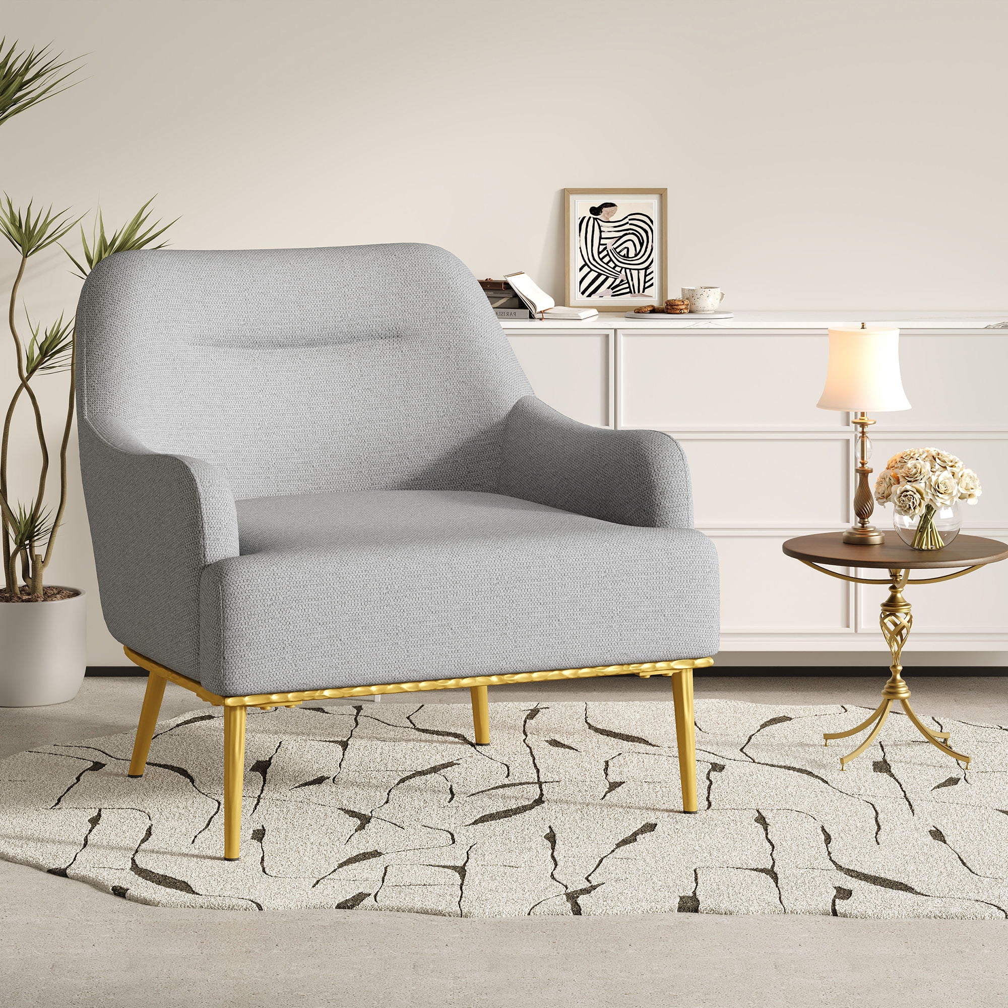 Modern Elegance Accent Chair With Curved Backrest - Image 17