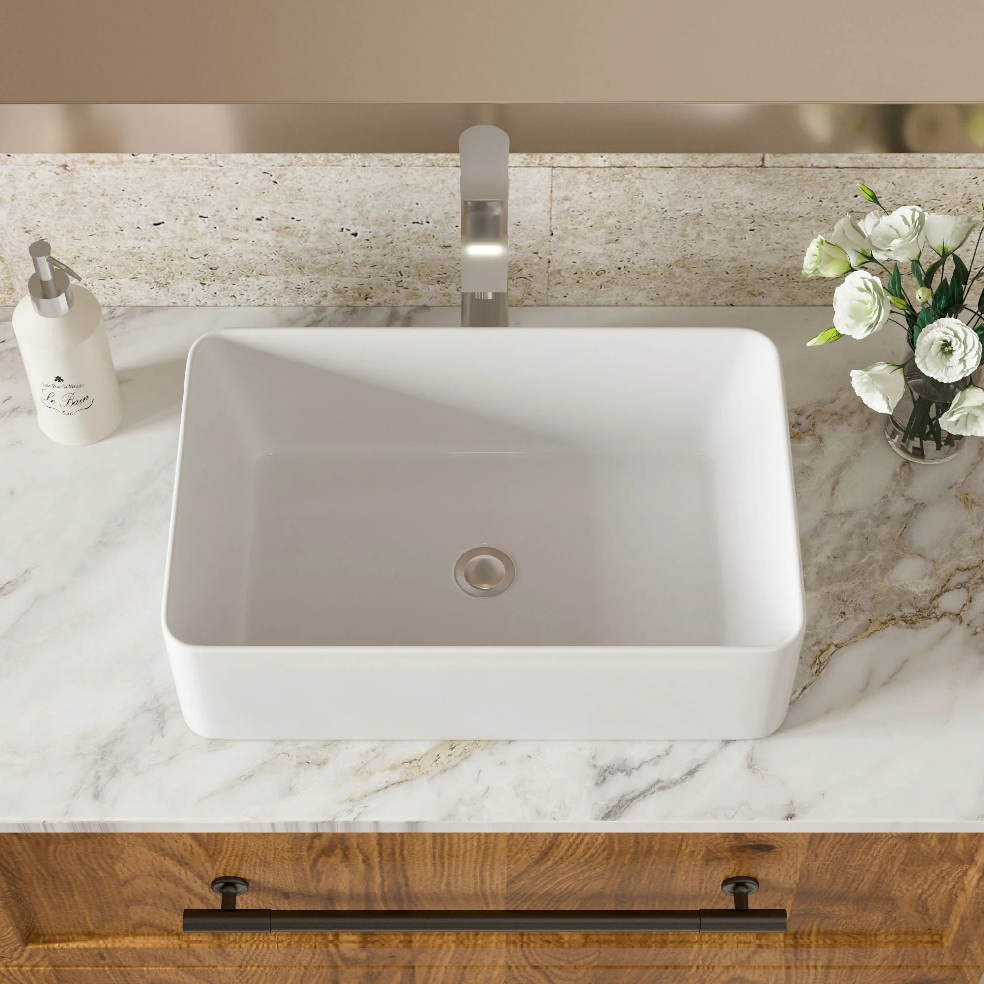 Modern European Design 21" X 14" Ceramic Rectangular Vessel Bathroom Sink - White - Image 7